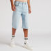 Solid Flexi Waist Denim Shorts with Pockets-Shorts-thumbnailMobile-4