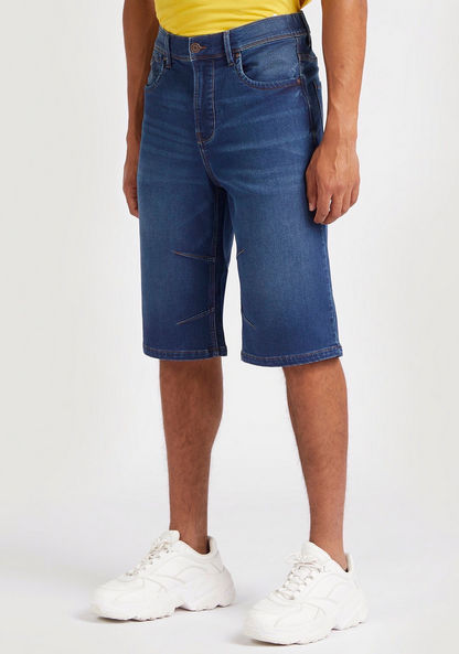 Denim Shorts with Button Closure