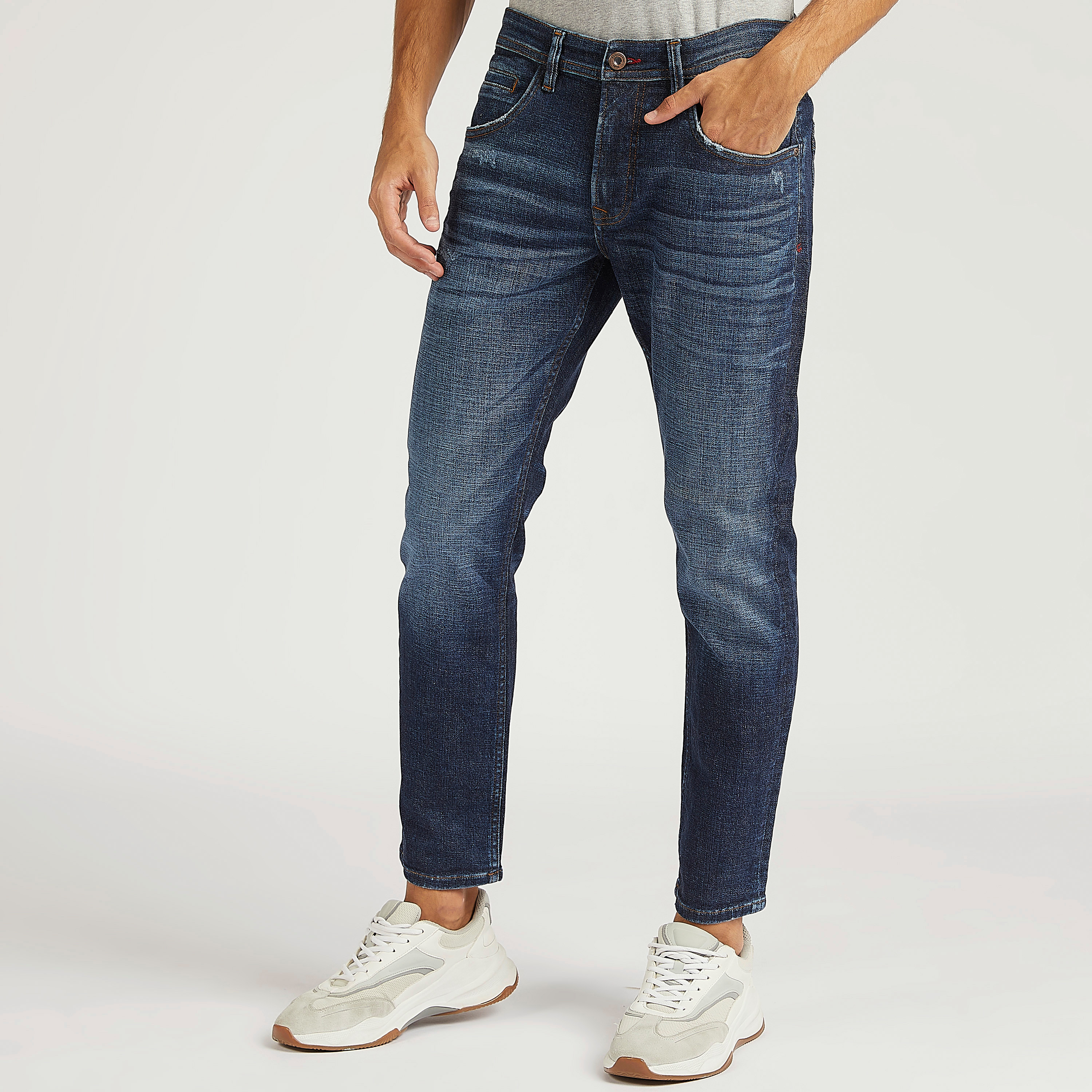 Solid High Rise Jeans with Pockets