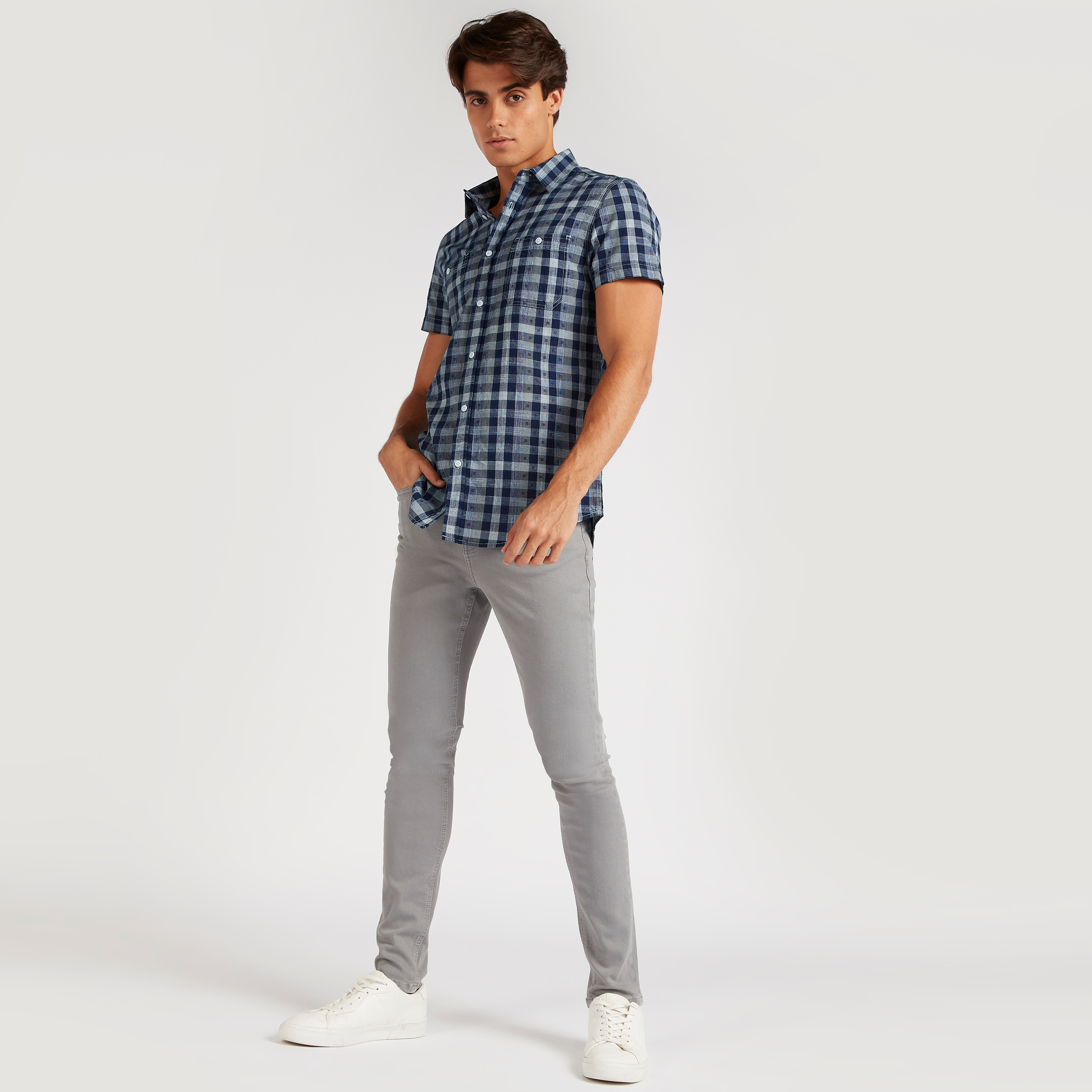 Checked shirt best sale and jeans