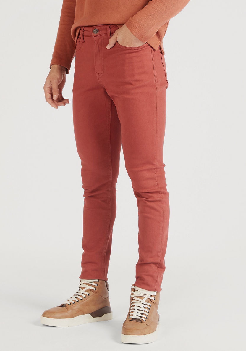 Skinny Fit Full Length Solid Low-Rise Jeans with Button Closure-Jeans-image-0