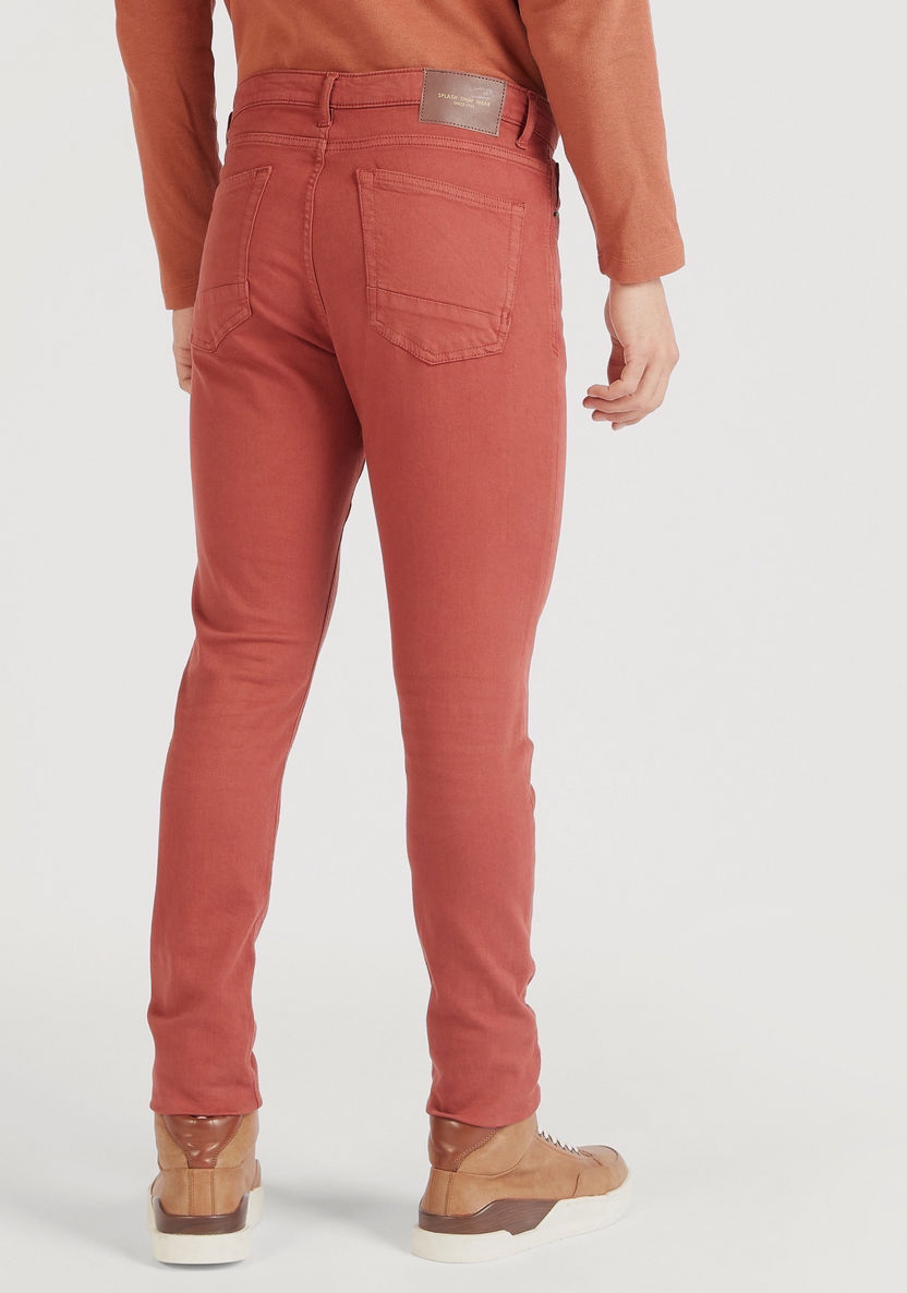 Skinny Fit Full Length Solid Low-Rise Jeans with Button Closure-Jeans-image-3
