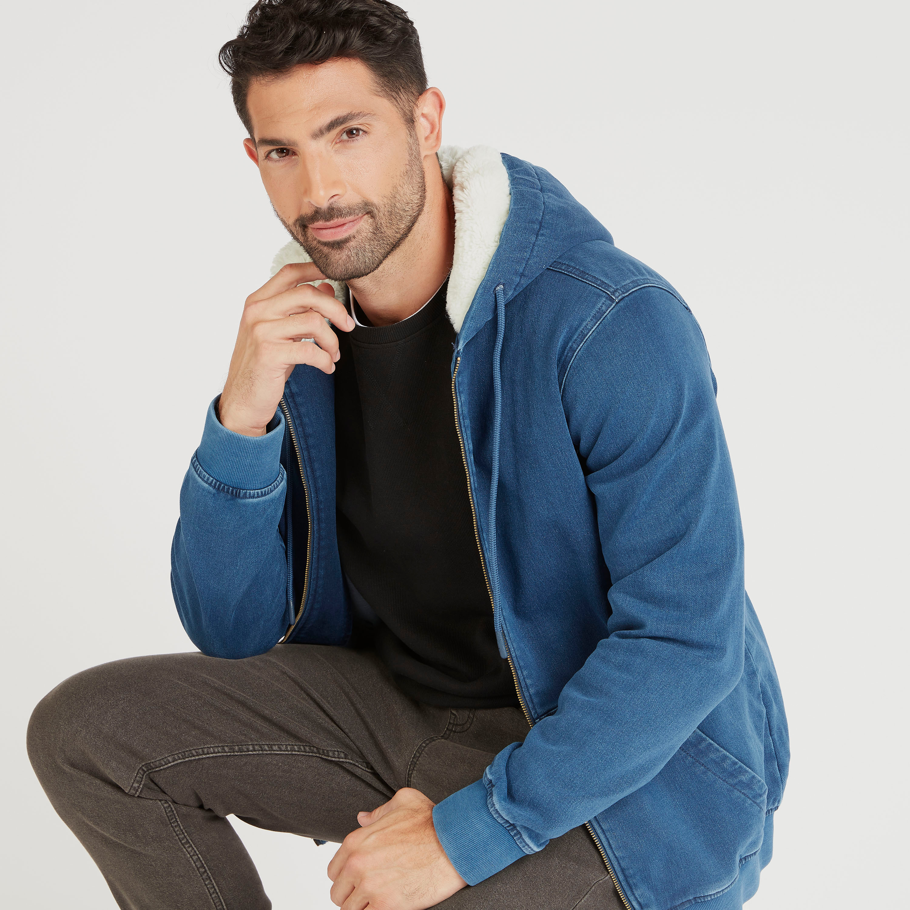 Lee cooper sherpa hot sale hooded jacket mens