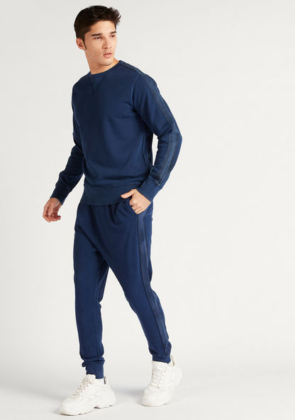 Solid Denim Joggers with Drawstring Closure and Pockets