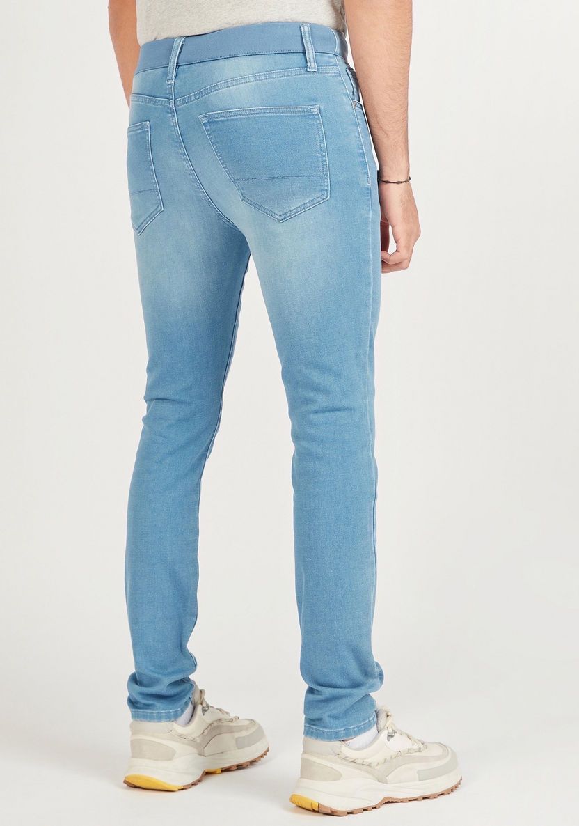 Solid Slim Fit Jeans with Zip Closure and Pockets-Jeans-image-3