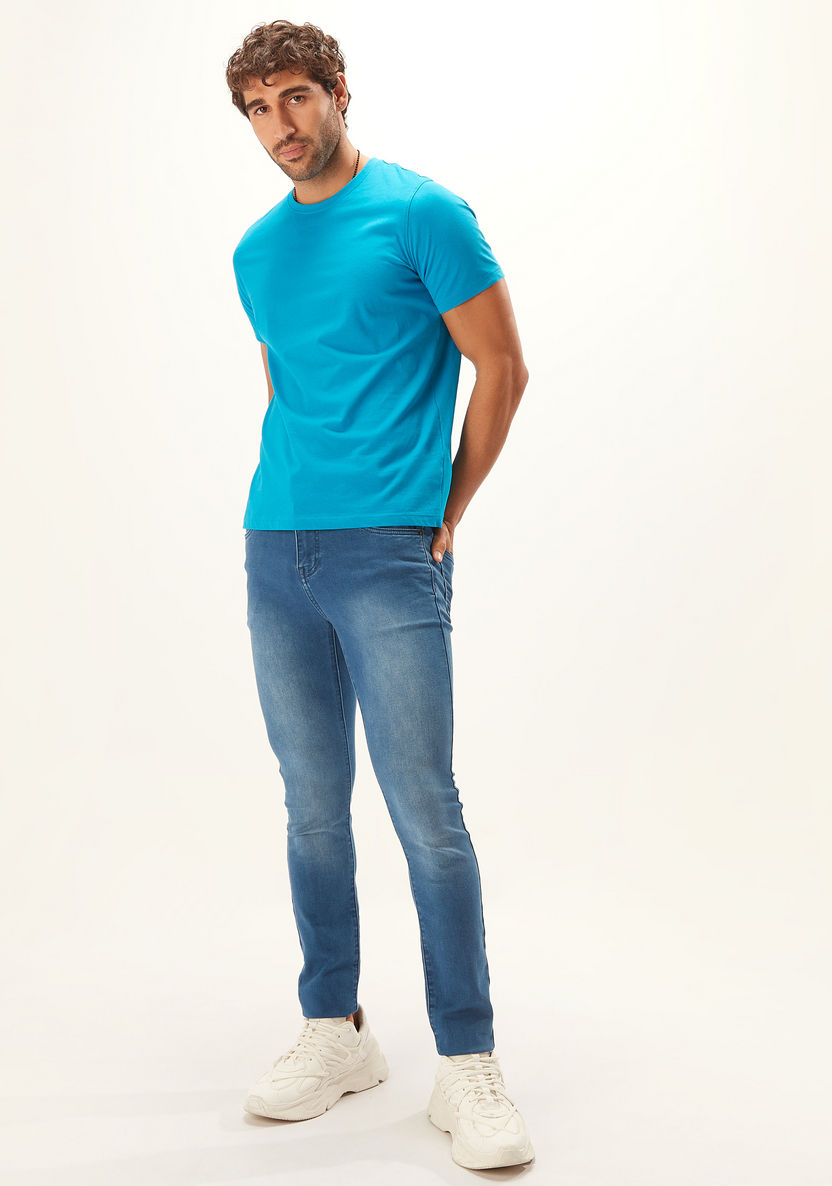 Solid Slim Fit Jeans with Zip Closure and Pockets-Jeans-image-1
