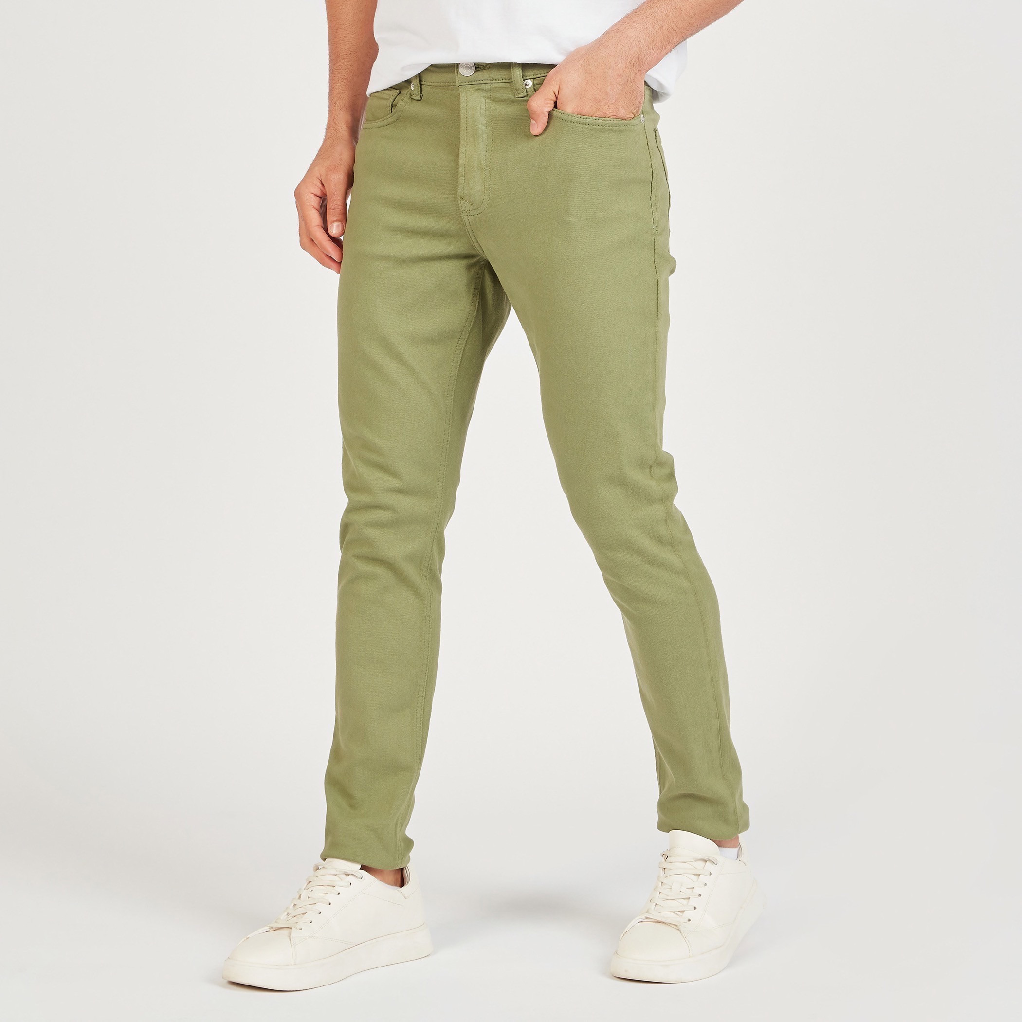 Solid Skinny Fit Jeans with Pockets and Button Closure-men-clothing-jeans-image-1