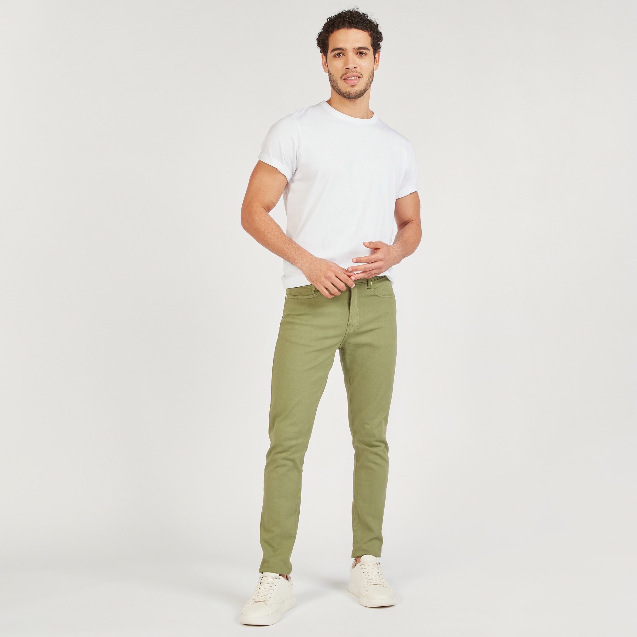 Solid Skinny Fit Jeans with Pockets and Button Closure-men-clothing-jeans-image-2