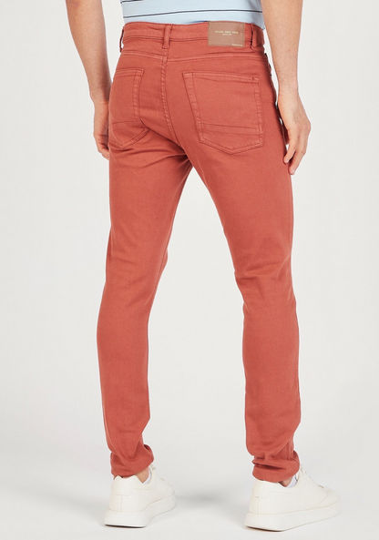 Solid Skinny Fit Jeans with Pockets and Button Closure-Jeans-image-3