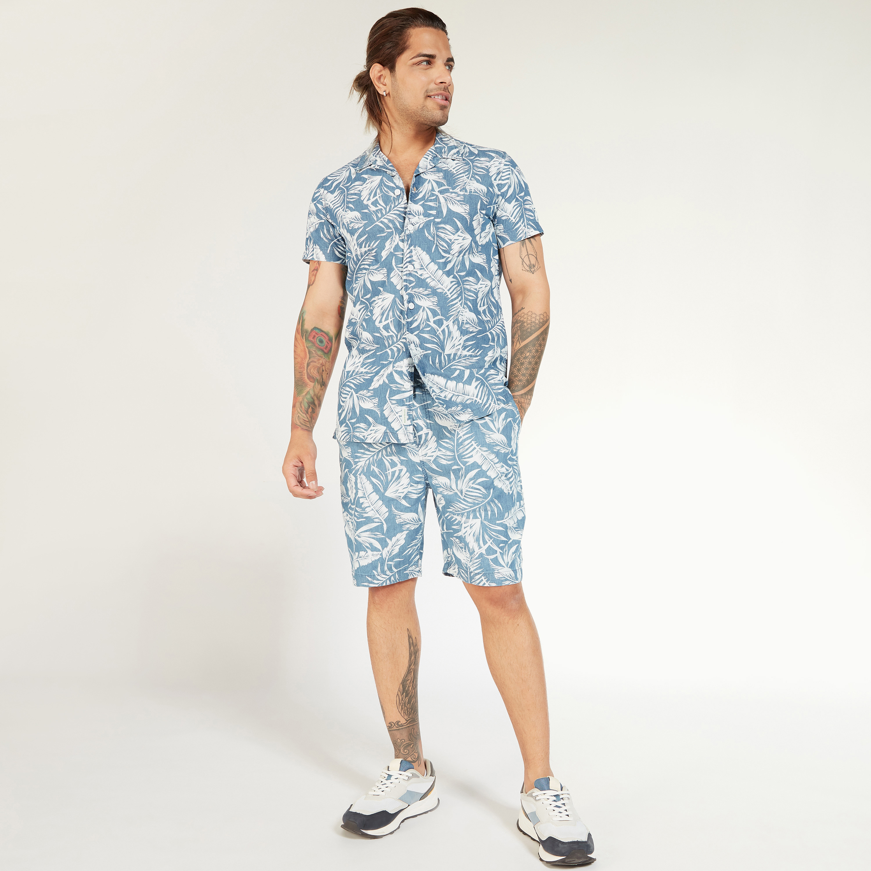 All-Over Print Mid-Rise Shorts with Drawstring Closure and Pockets-men-clothing-bottoms-shorts-image-2