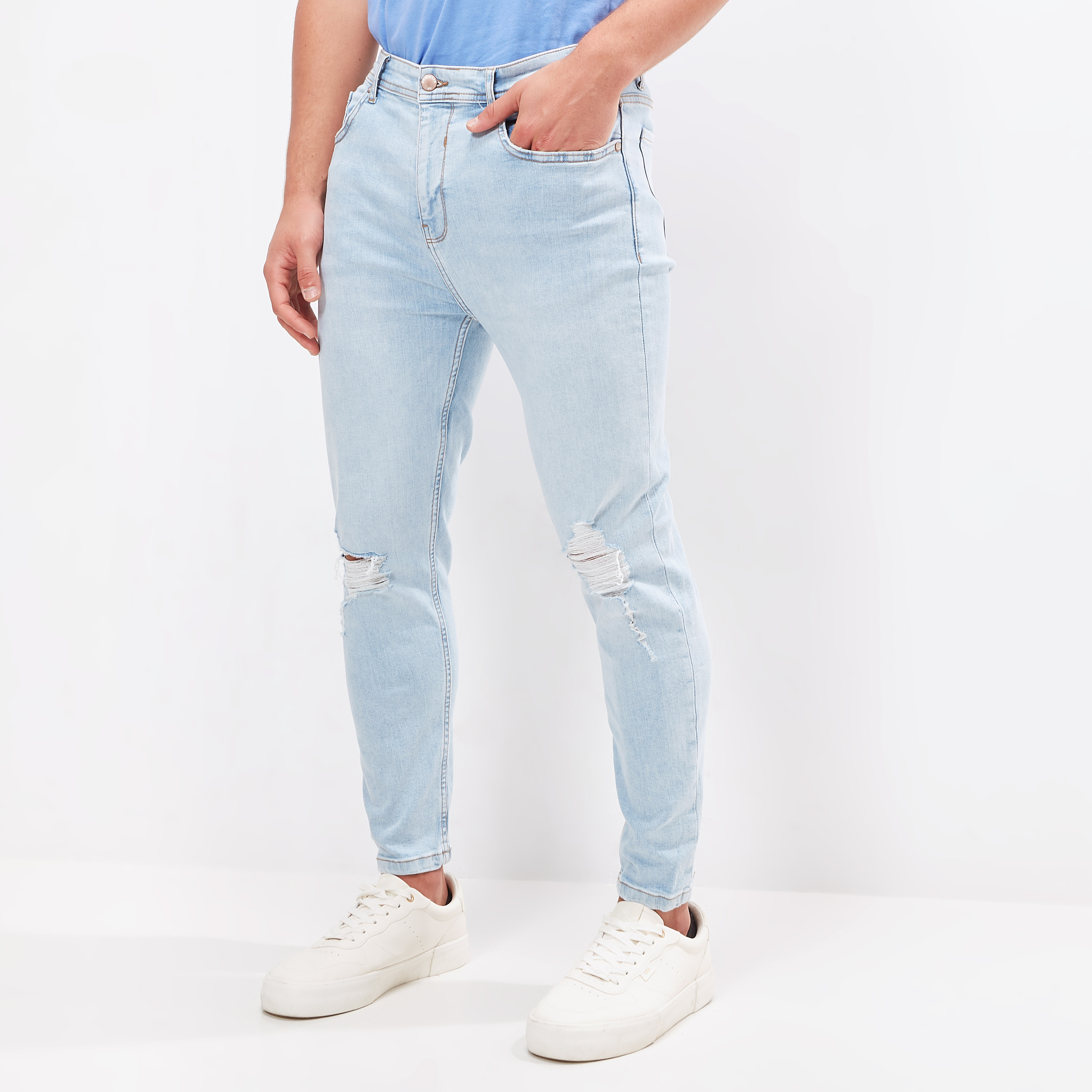 Knee cut best sale jeans for mens