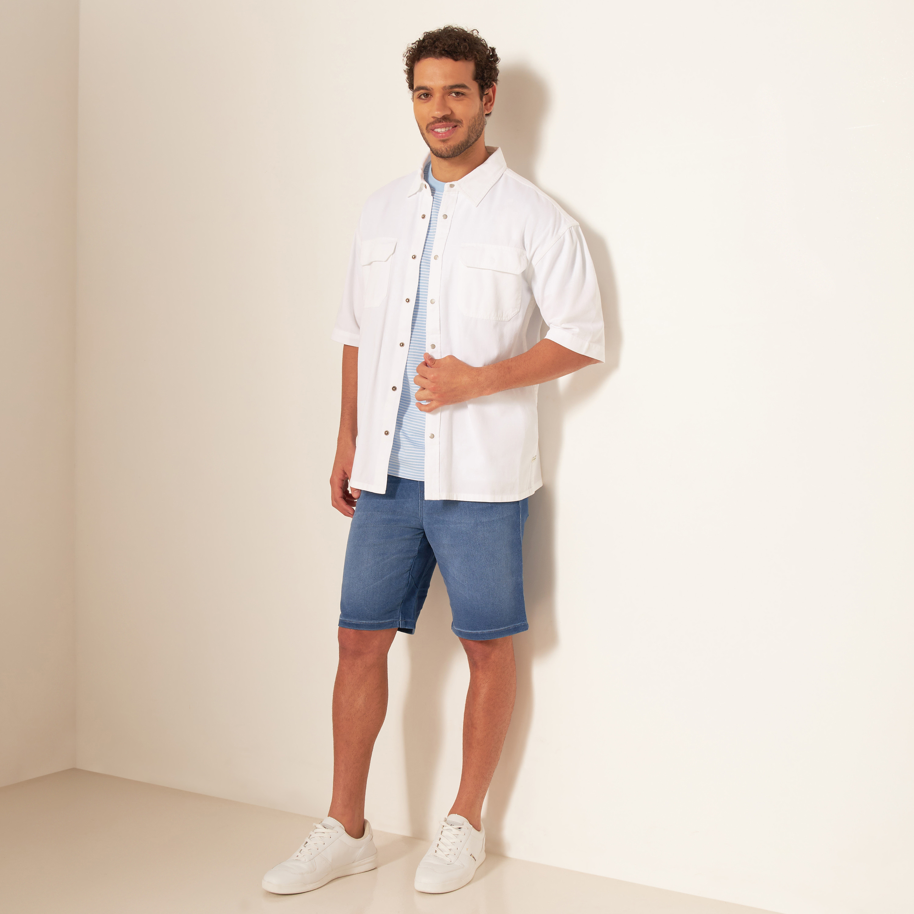 Shorts with deals denim shirt