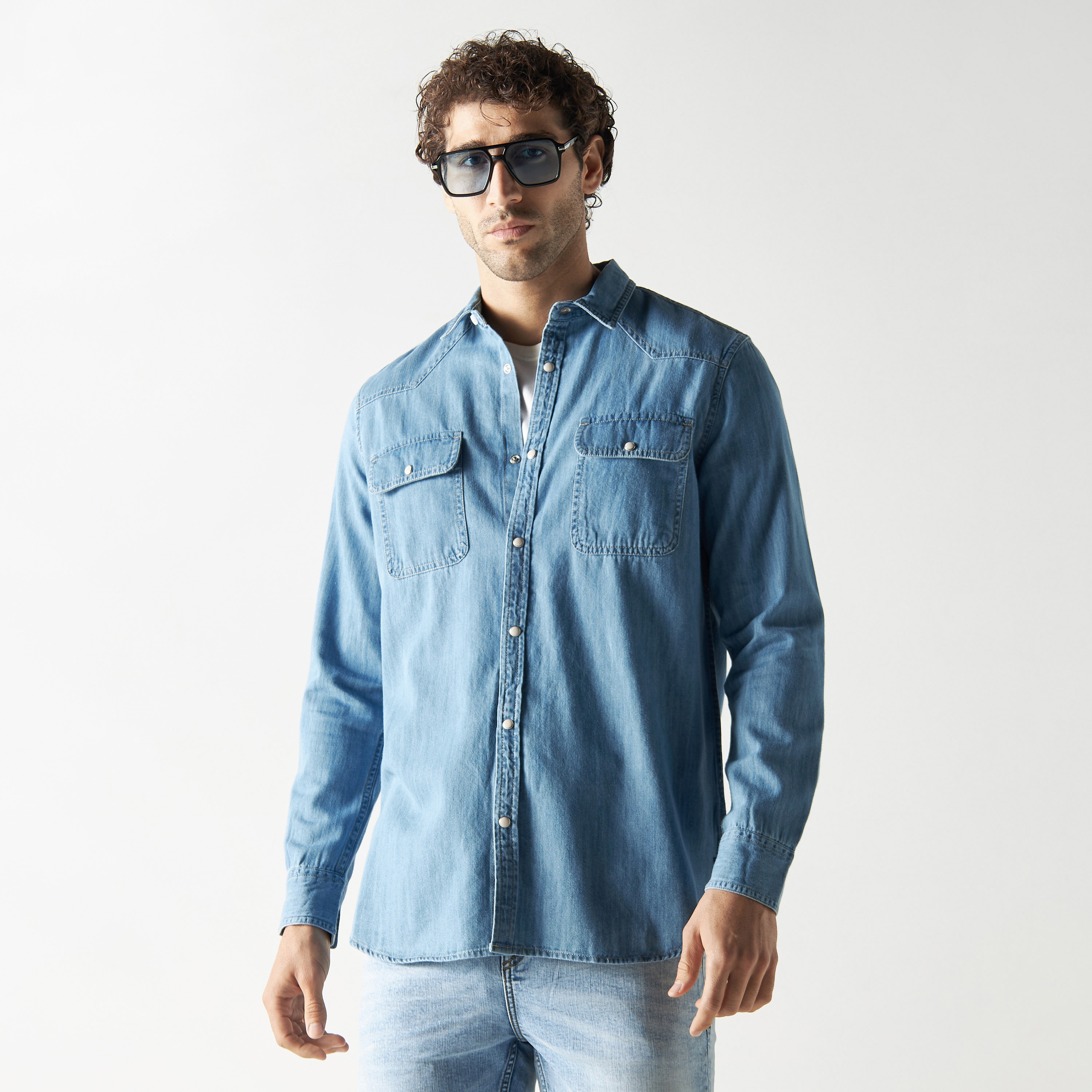 Jeans long 2024 sleeve shirt