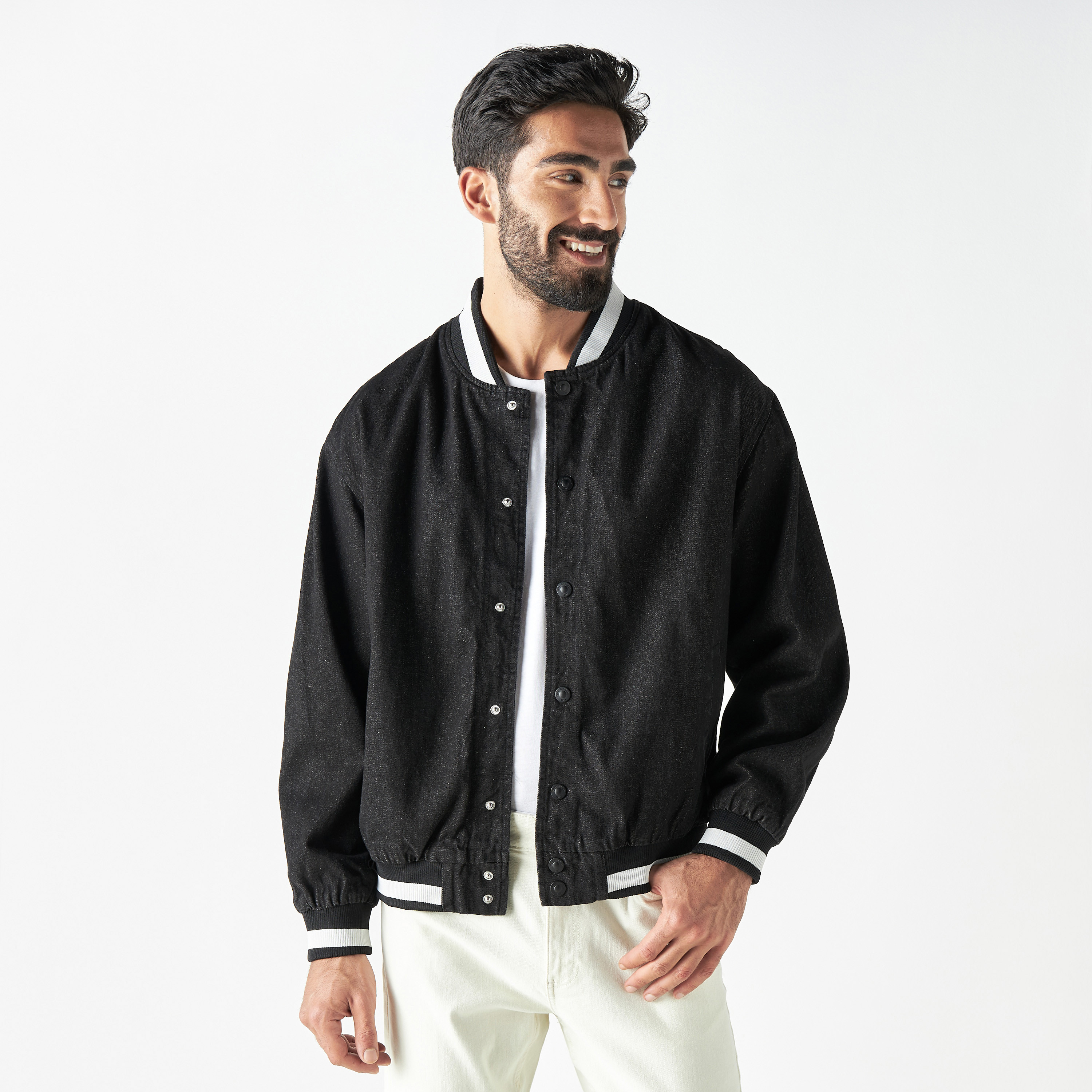 Black denim hot sale bomber jacket