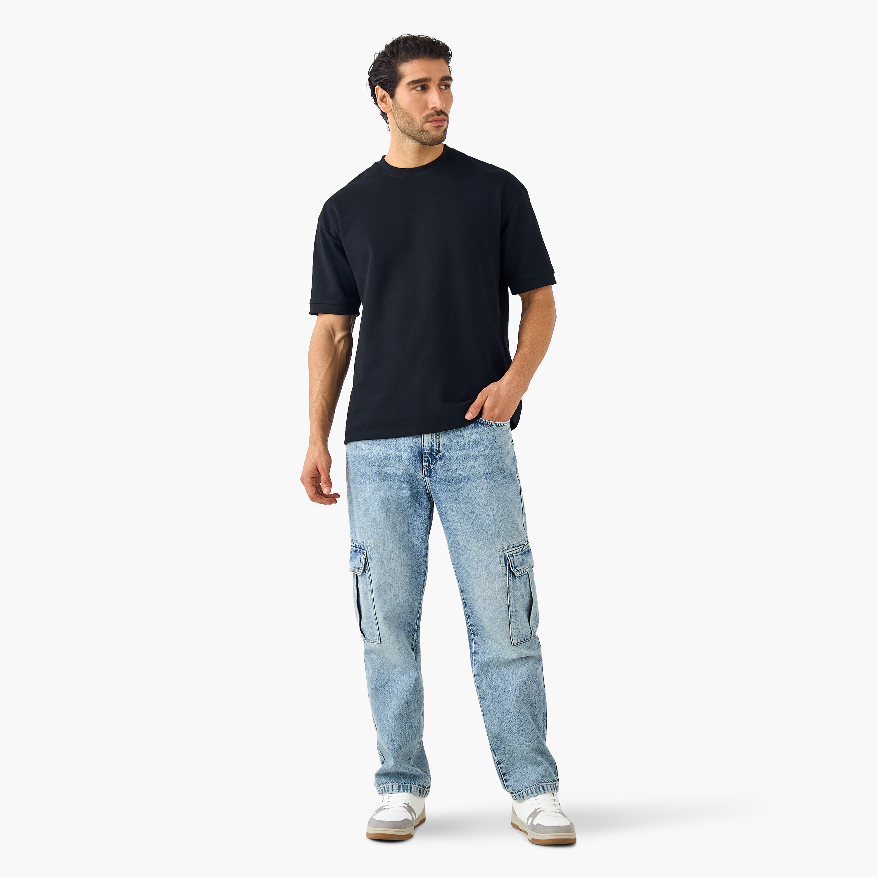 Straight Fit Full Length Cargo Jeans-men-clothing-bottoms-jeans-image-2
