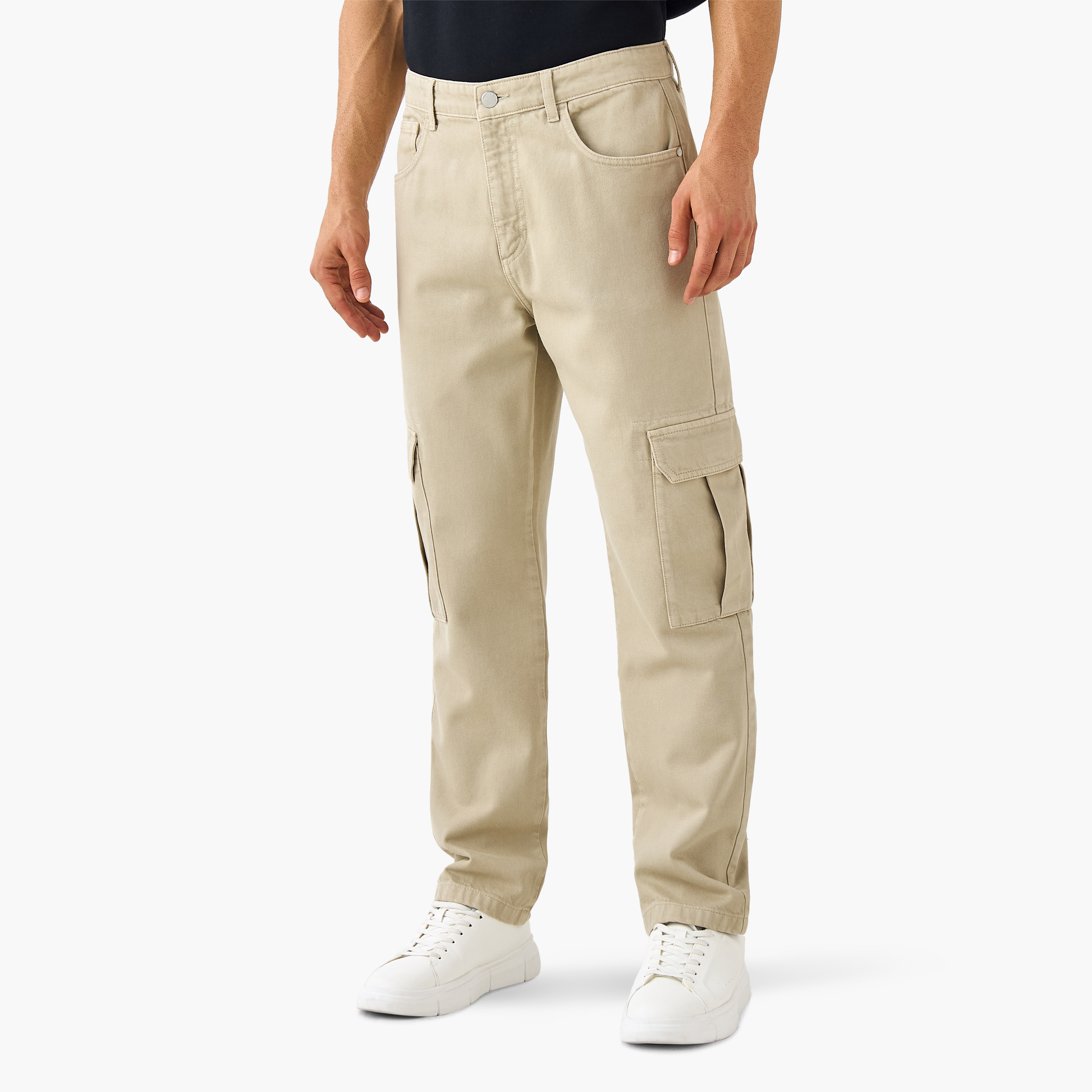 Straight Fit Full Length Cargo Jeans-men-clothing-bottoms-jeans-image-1