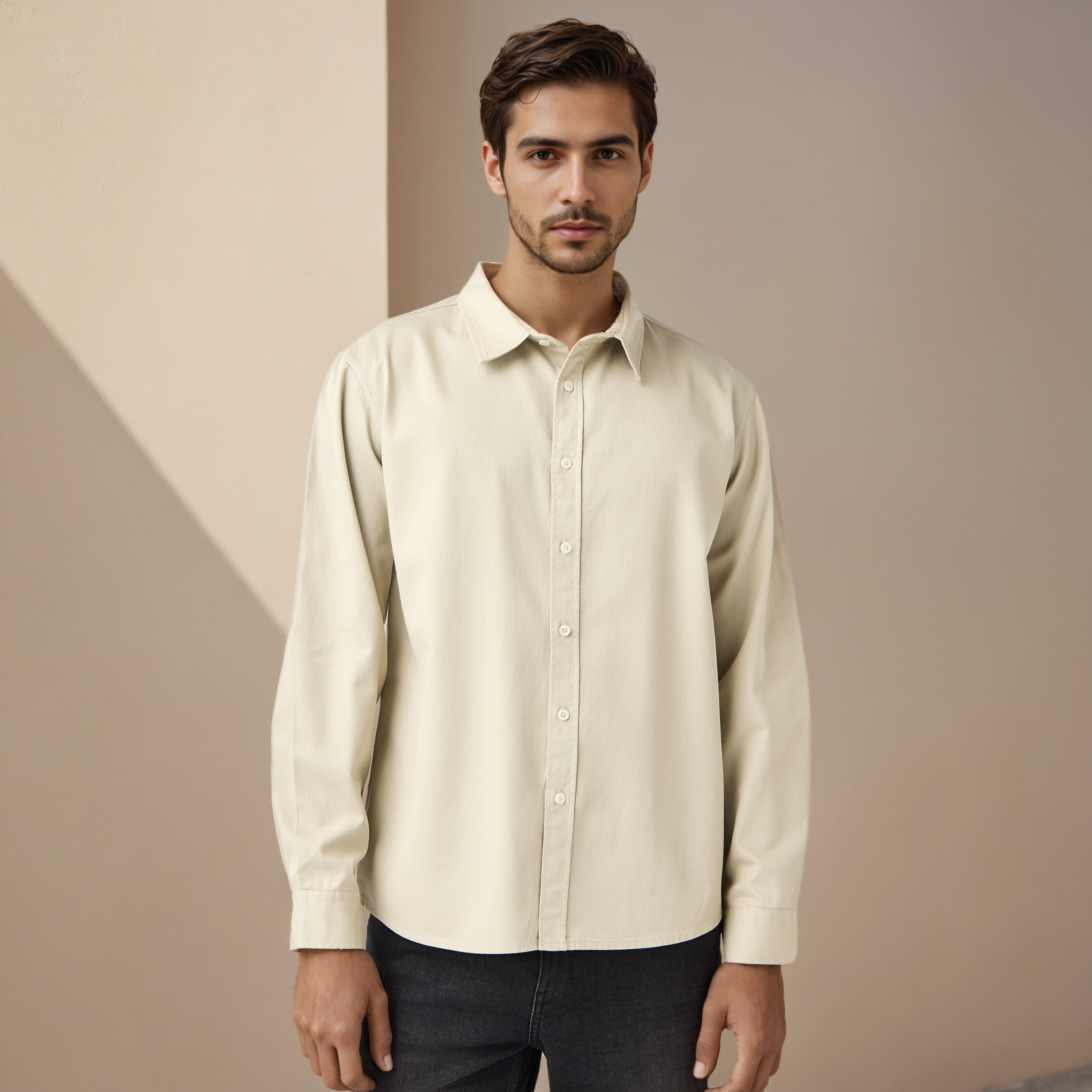 قميص بقصة عادية وأكمام طويلة-men-clothing-shirts-image-1