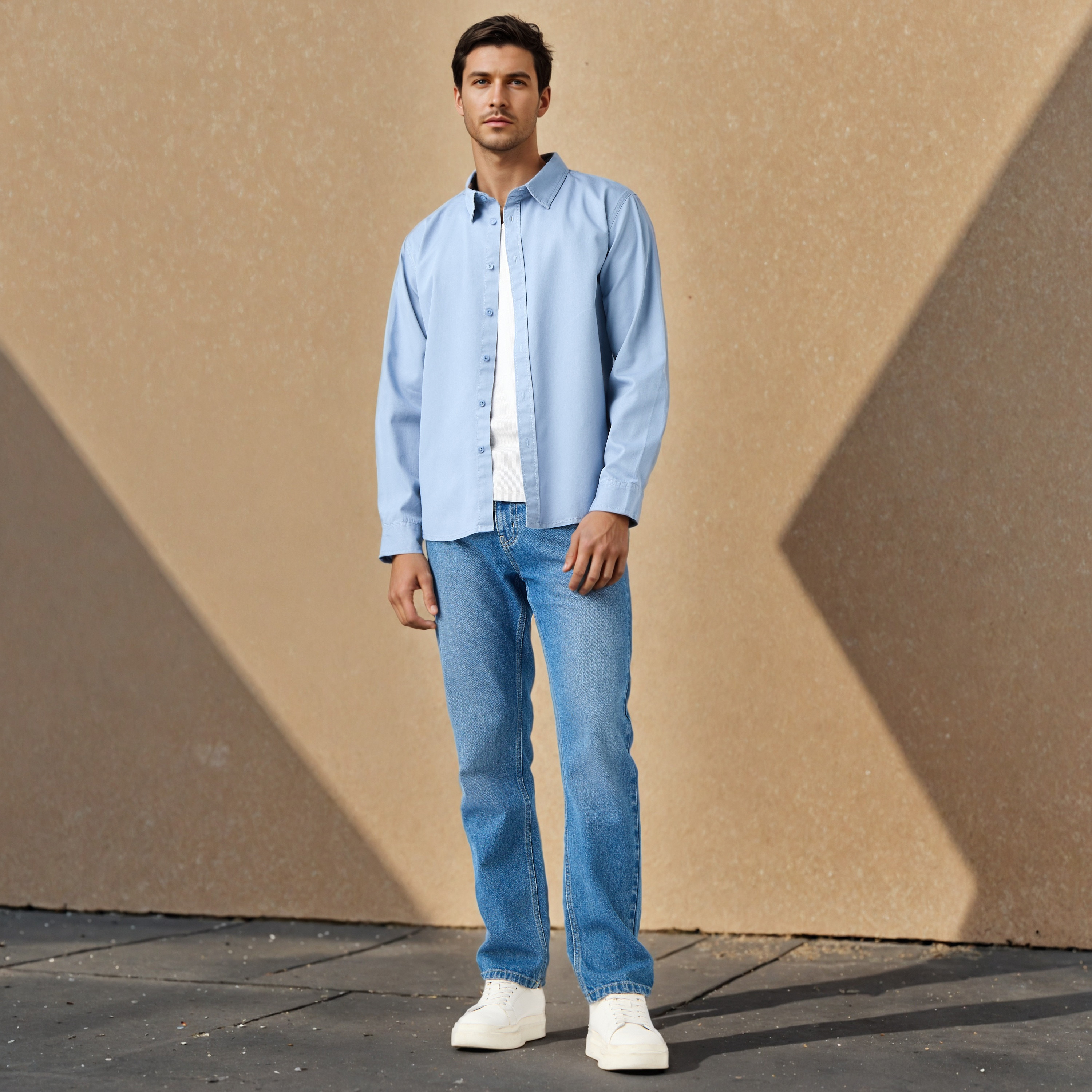 قميص بقصة عادية وأكمام طويلة-men-clothing-shirts-image-2