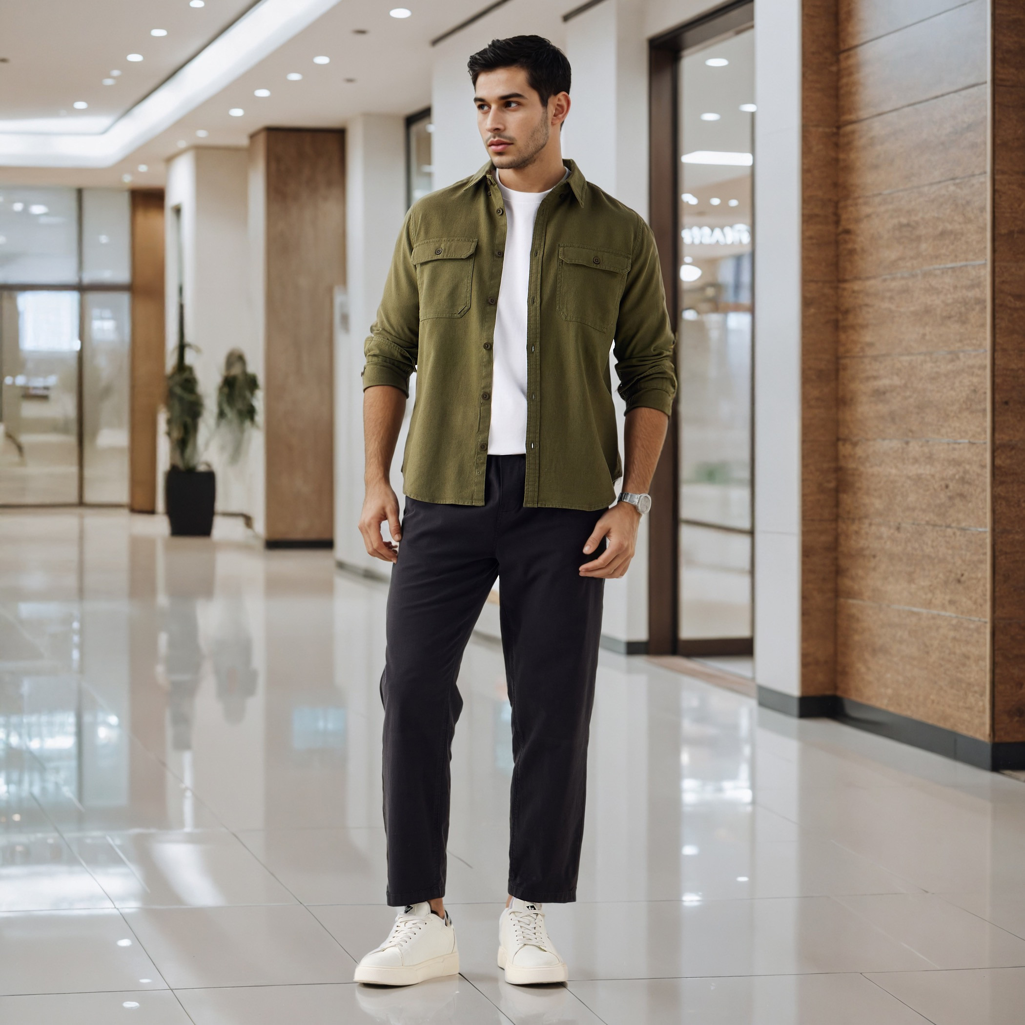 قميص دينم بأكمام طويلة وجيب بطية-men-clothing-shirts-image-2