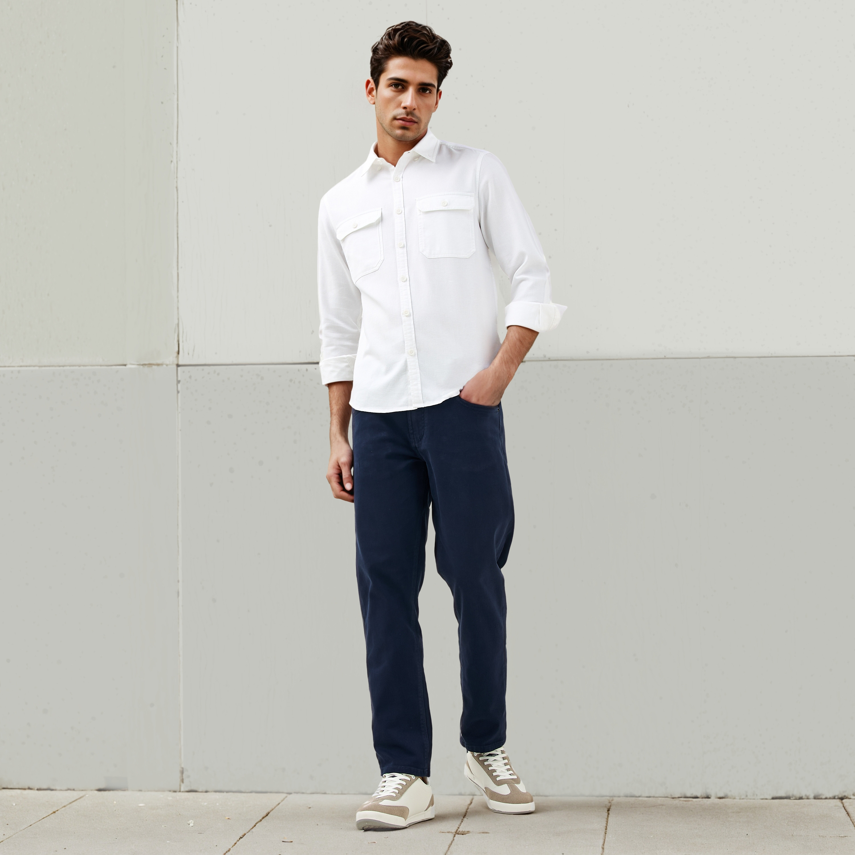 Flap Pocket Long Sleeves Denim Shirt-men-clothing-shirts-image-2