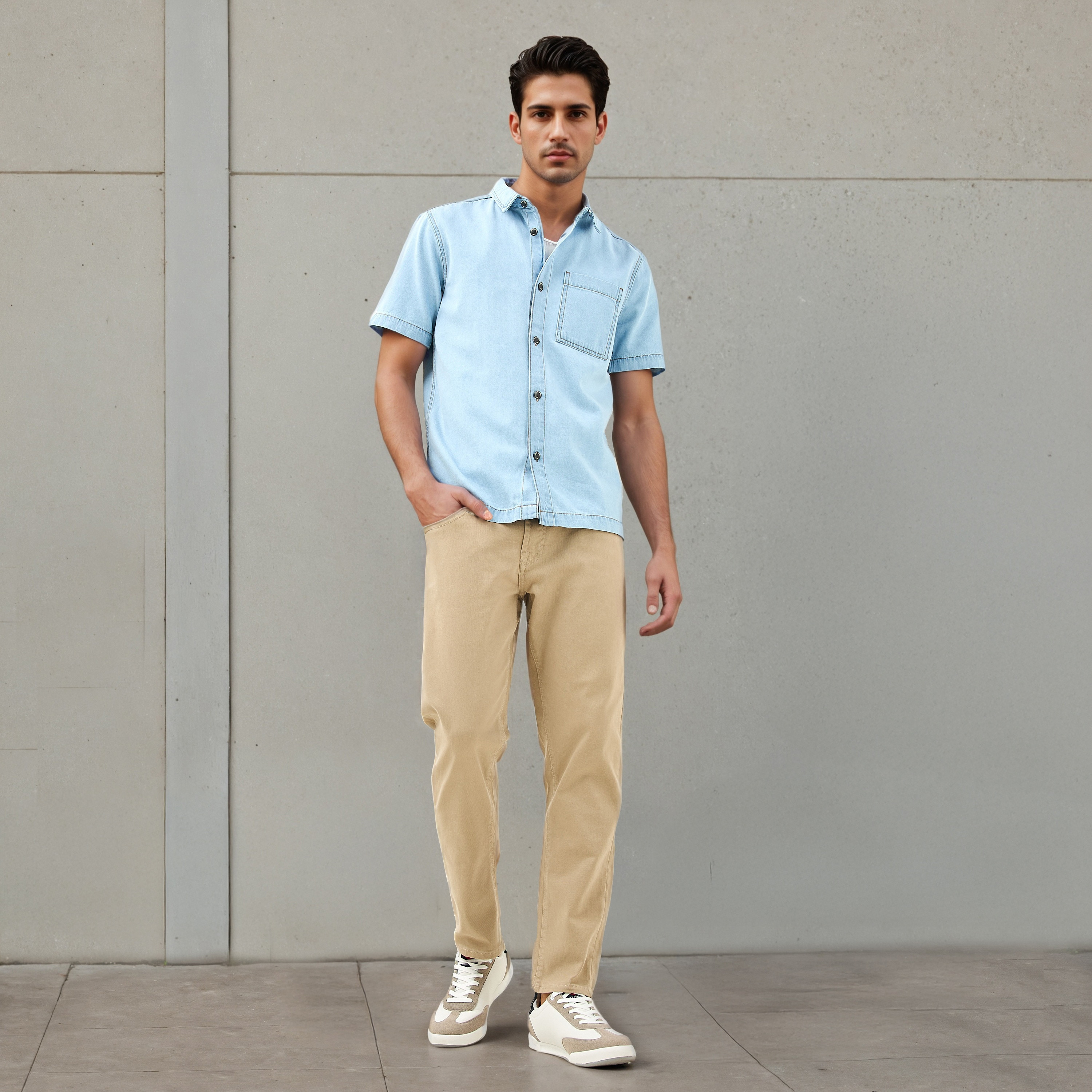 قميص بقصة مريحة وجيب-men-clothing-shirts-image-2