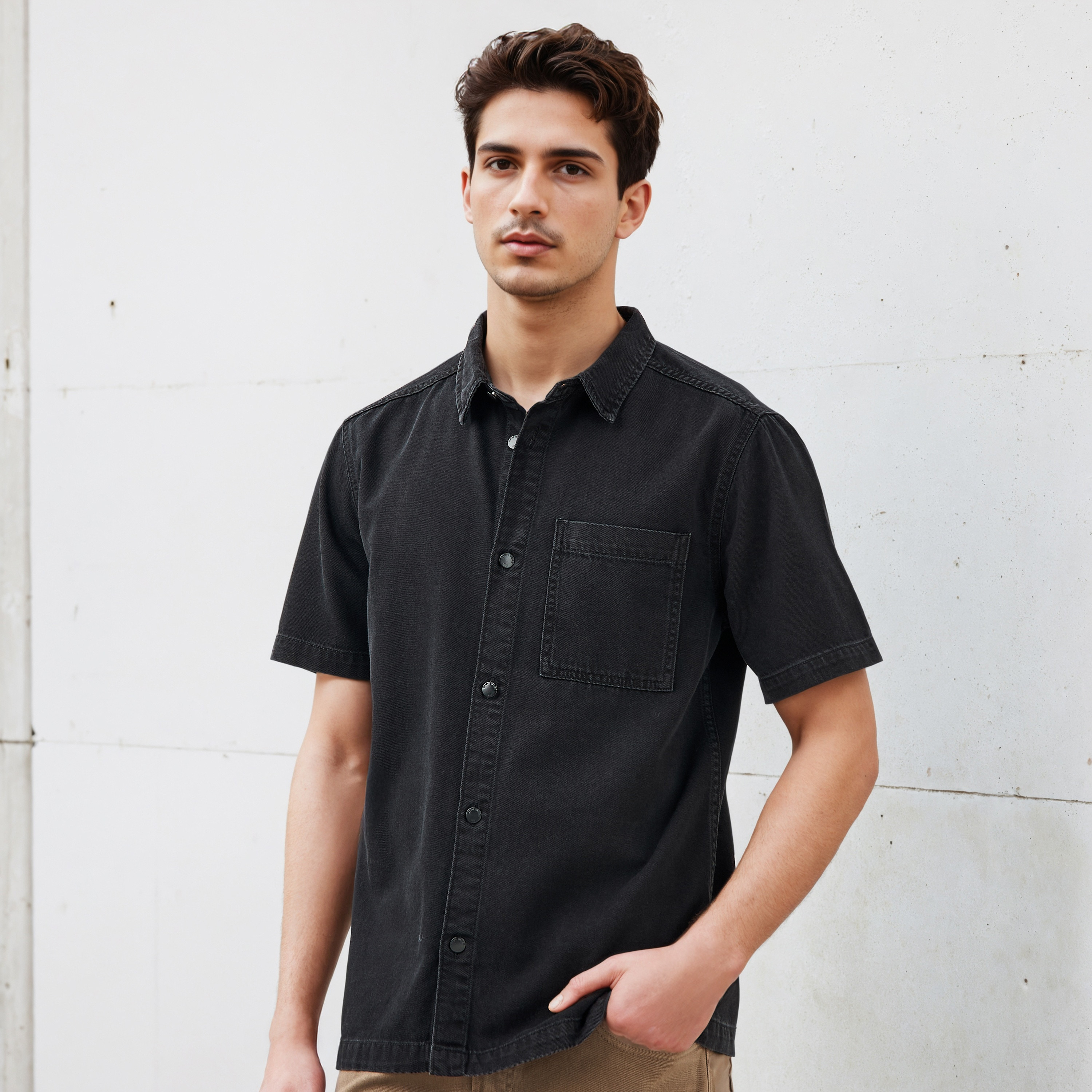 قميص بقصة مريحة وجيب-men-clothing-shirts-image-1