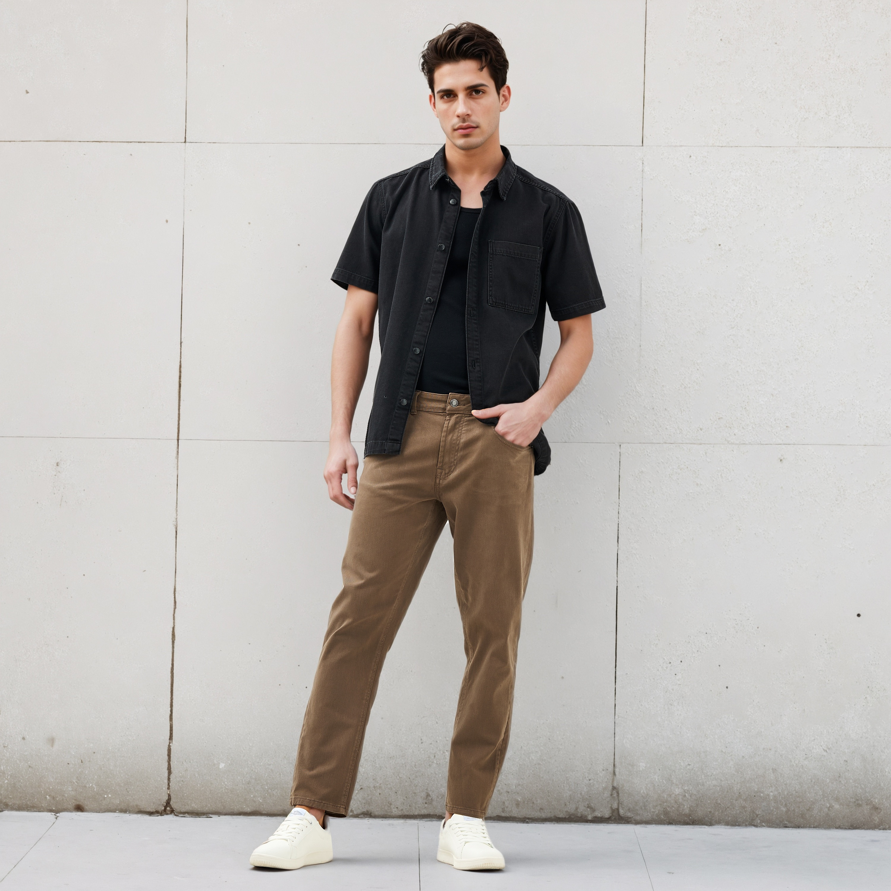 قميص بقصة مريحة وجيب-men-clothing-shirts-image-2