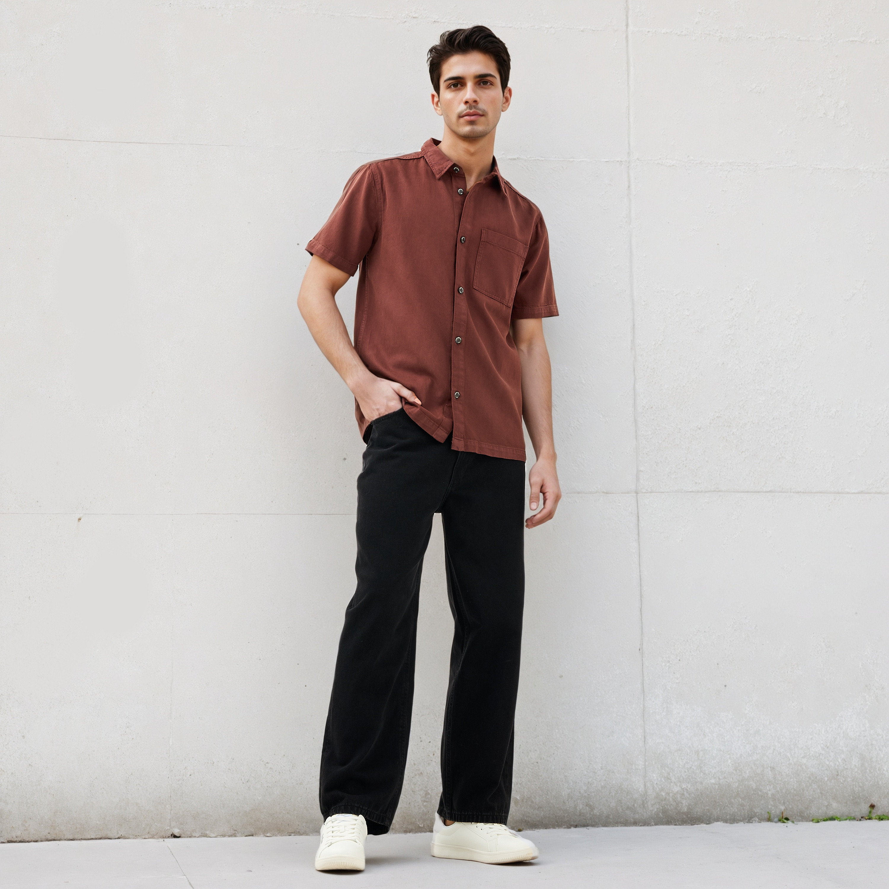 قميص بقصة مريحة وجيب-men-clothing-shirts-image-2
