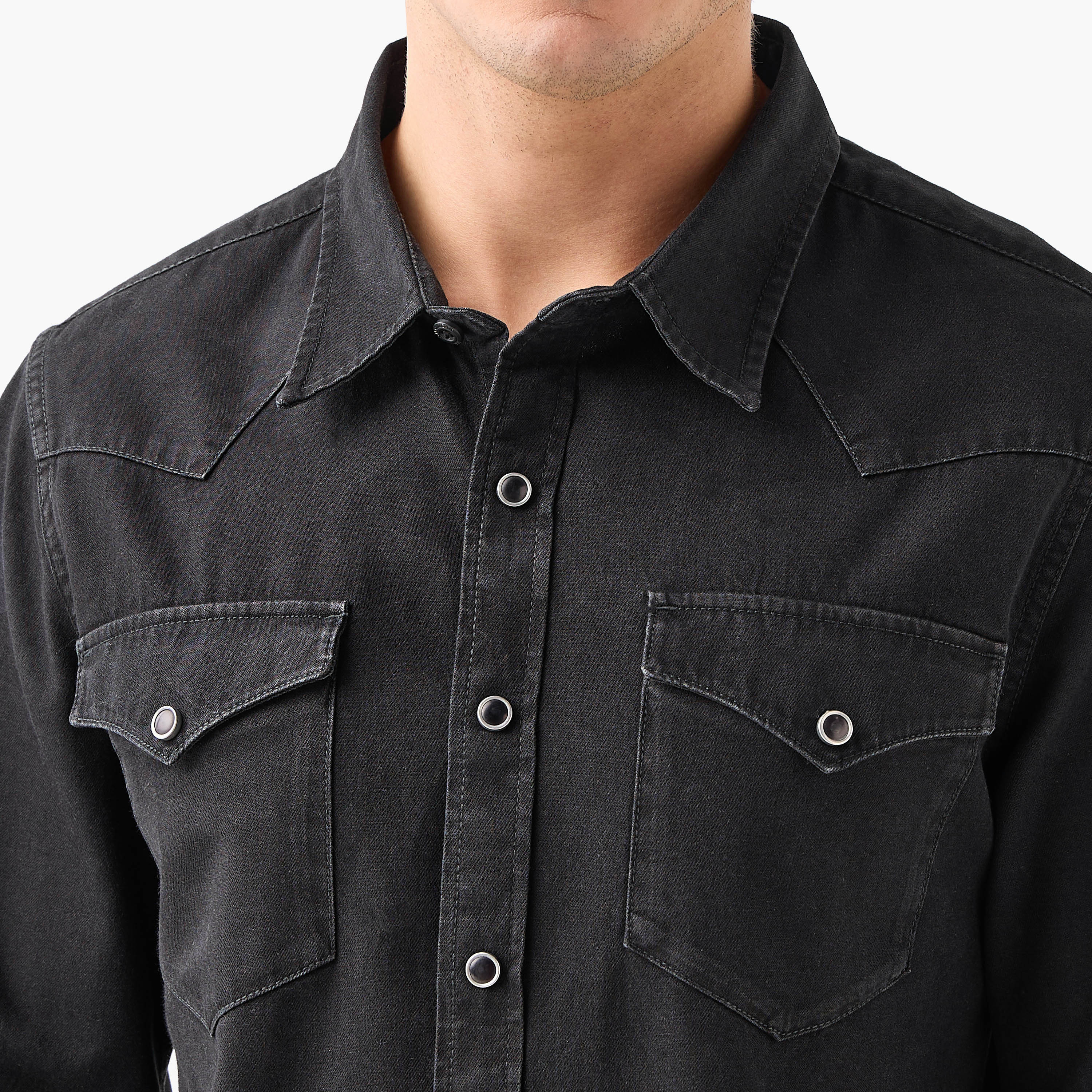 Men Regular Fit Collared Denim Long Sleeves Shirt-men-clothing-shirts-image-3