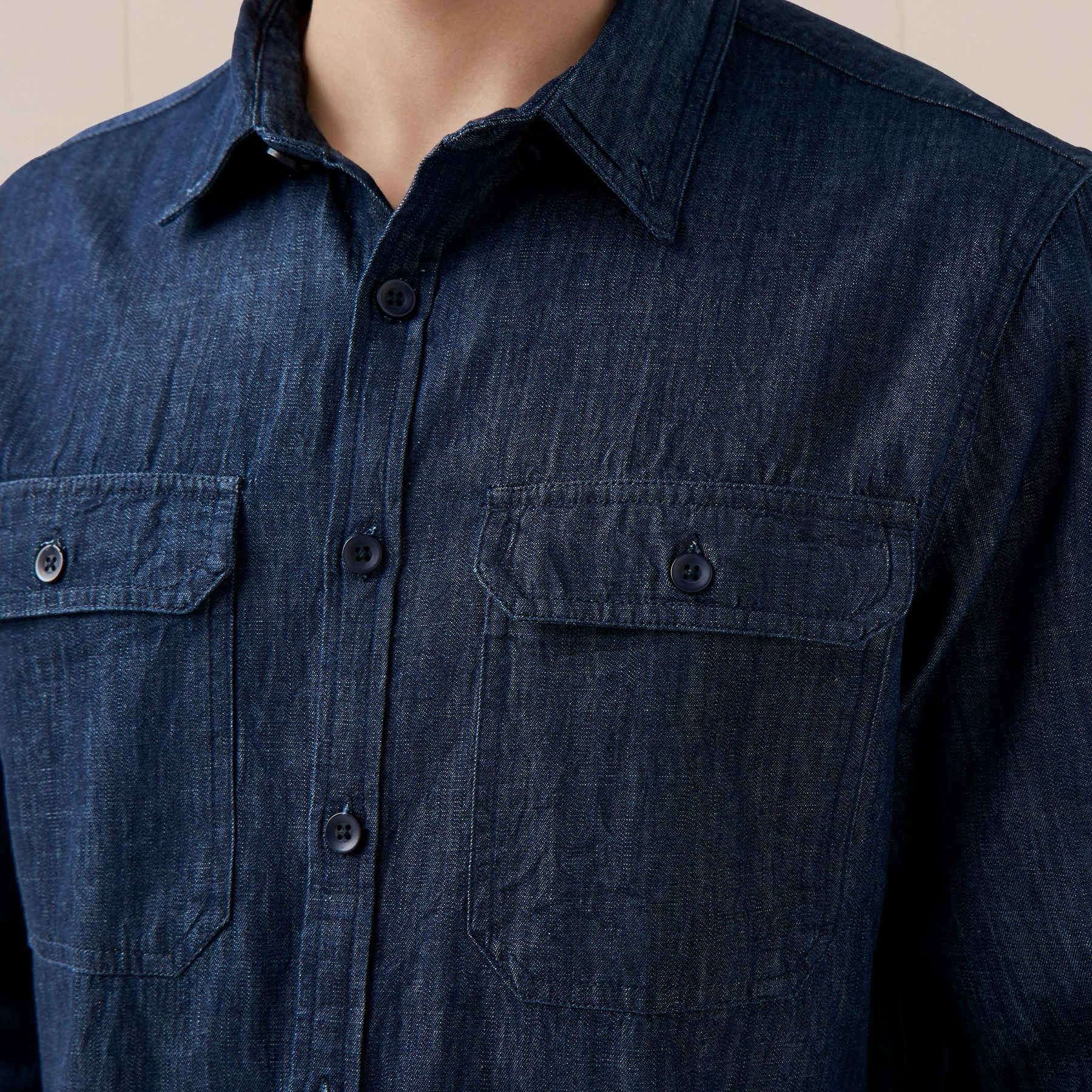 قميص بقصة عادية من مزيج الكتان-men-clothing-shirts-image-5