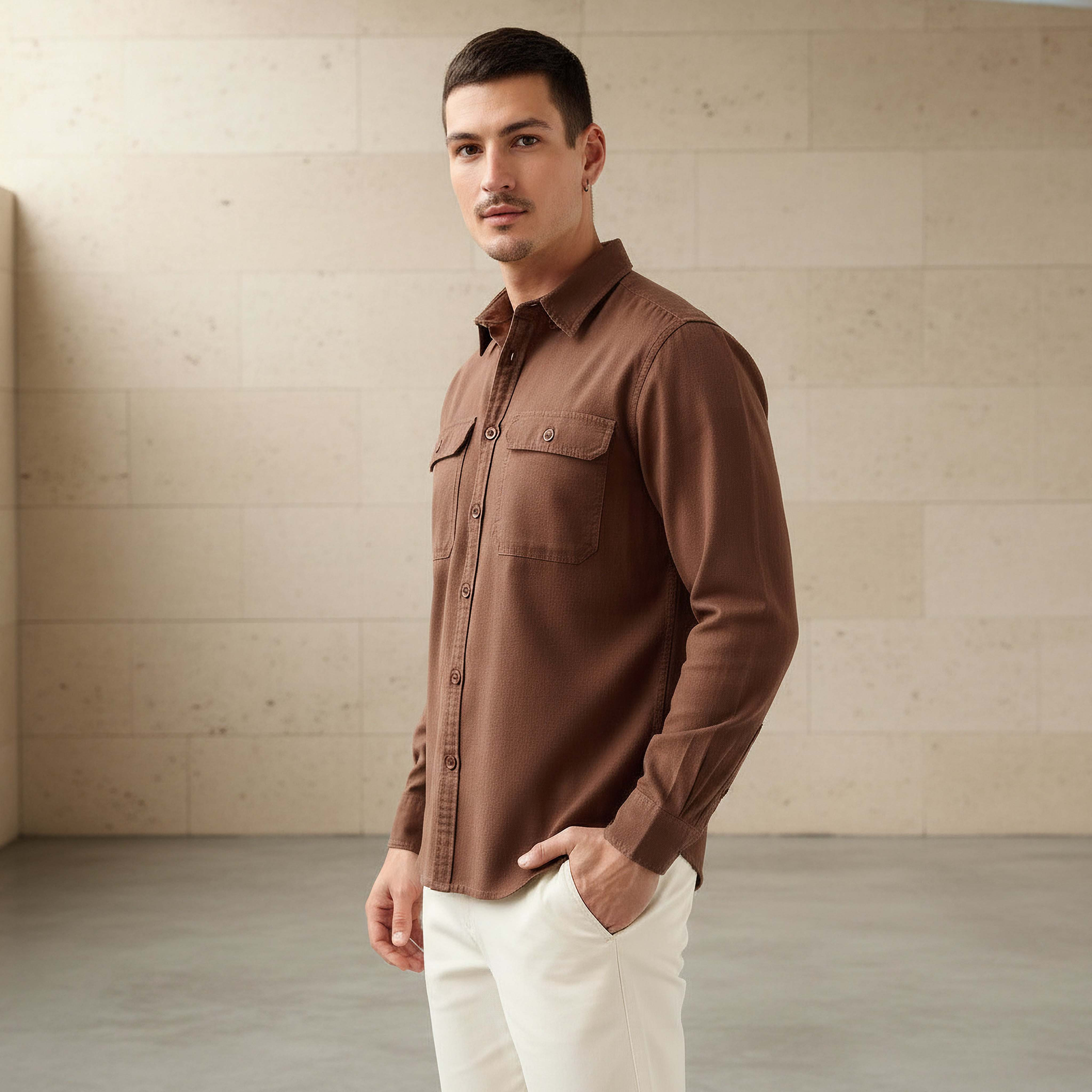 Regular Fit Linen Blend Shirt-men-clothing-shirts-image-1