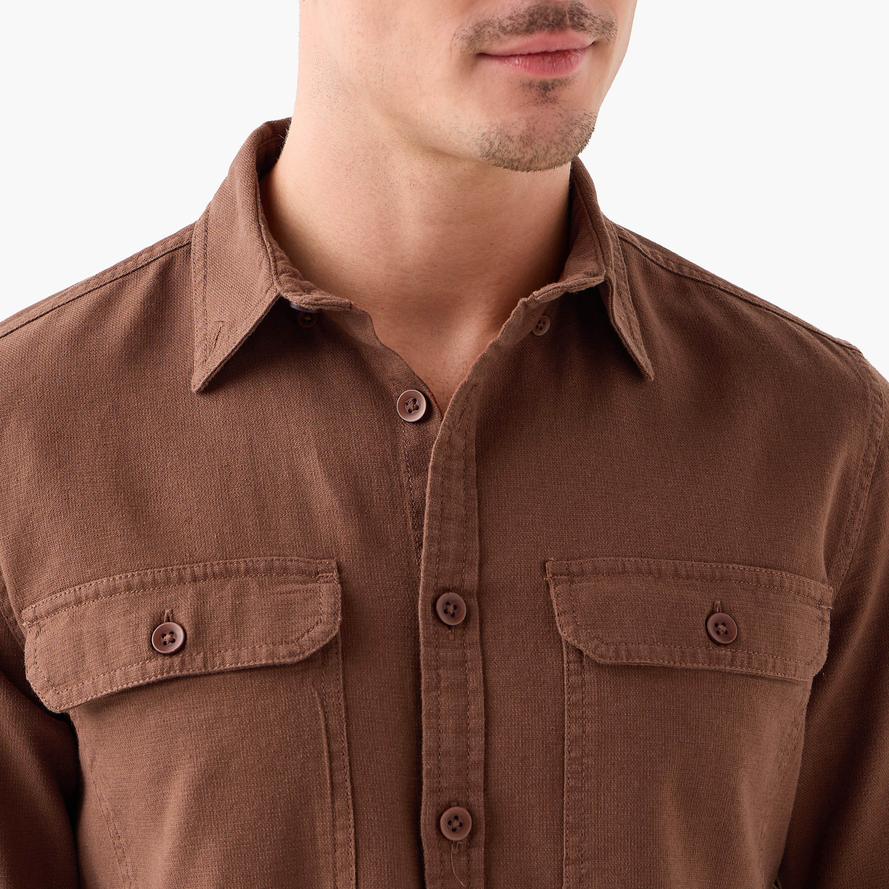 Regular Fit Linen Blend Shirt-men-clothing-shirts-image-4