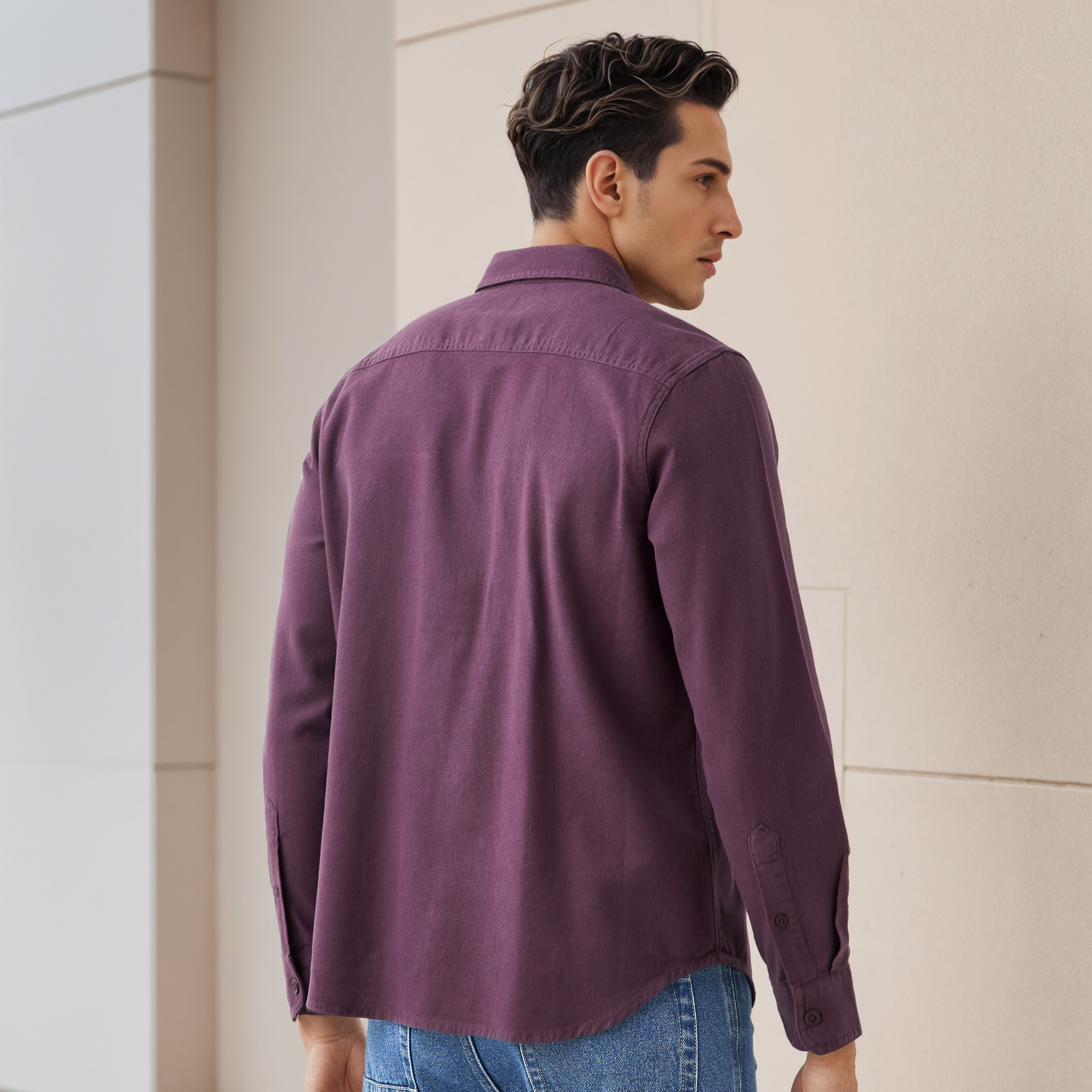 قميص بقصة عادية من مزيج الكتان-men-clothing-shirts-image-3