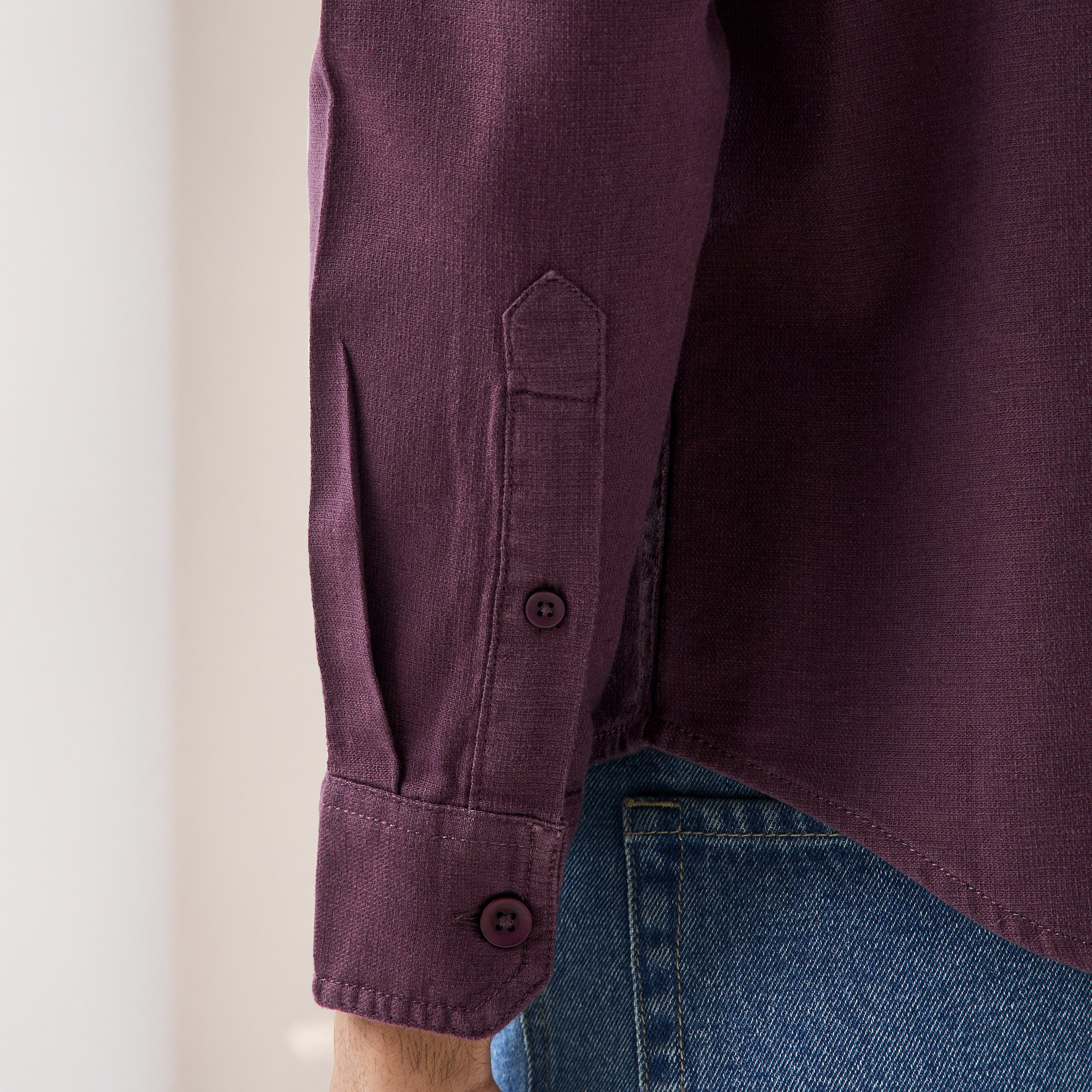 قميص بقصة عادية من مزيج الكتان-men-clothing-shirts-image-4