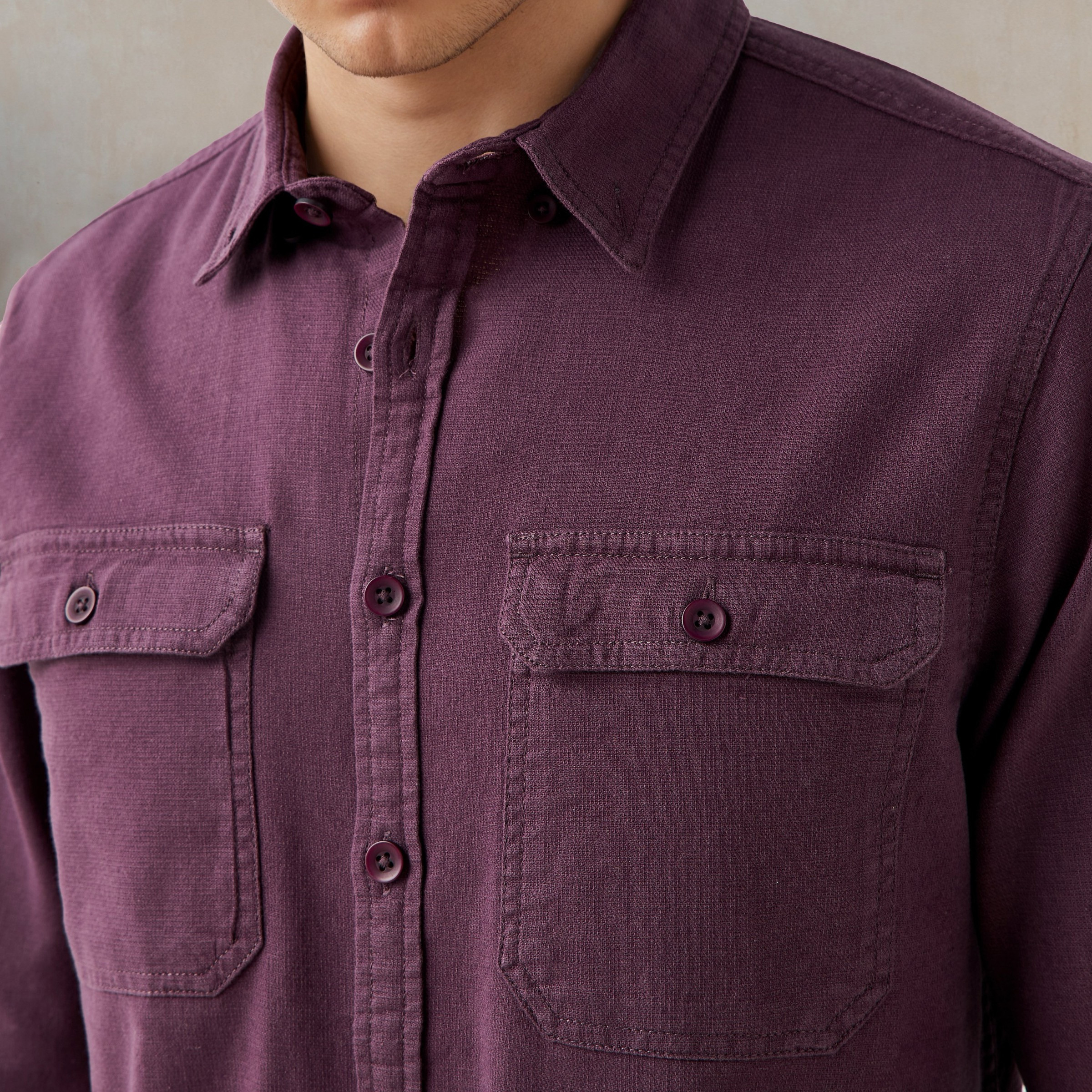 قميص بقصة عادية من مزيج الكتان-men-clothing-shirts-image-5