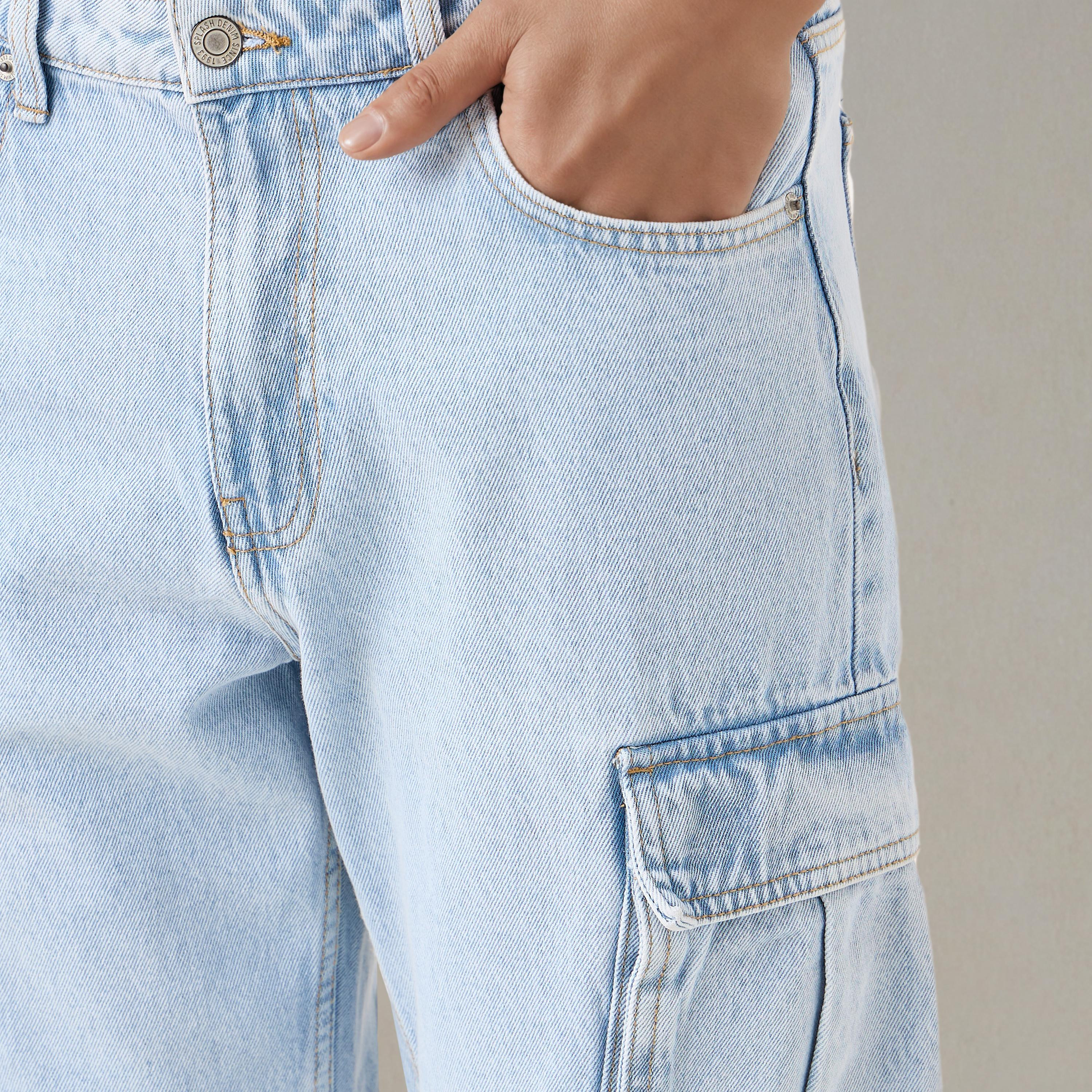 Men Straight Fit Mid-Rise Cargo Jeans-men-clothing-bottoms-jeans-image-4