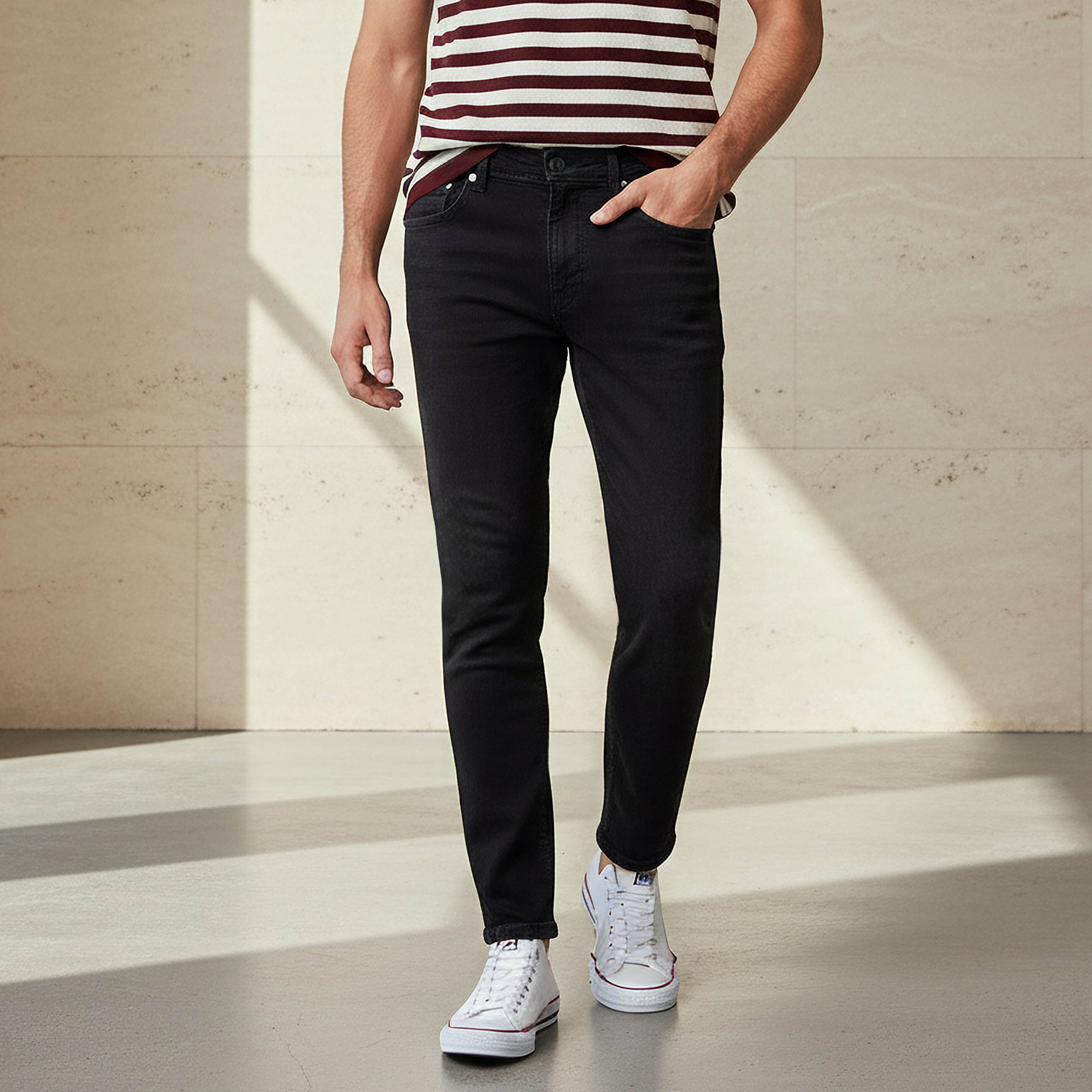 Men Regular Fit Mid-Rise Cropped Jeans-men-clothing-bottoms-jeans-image-1