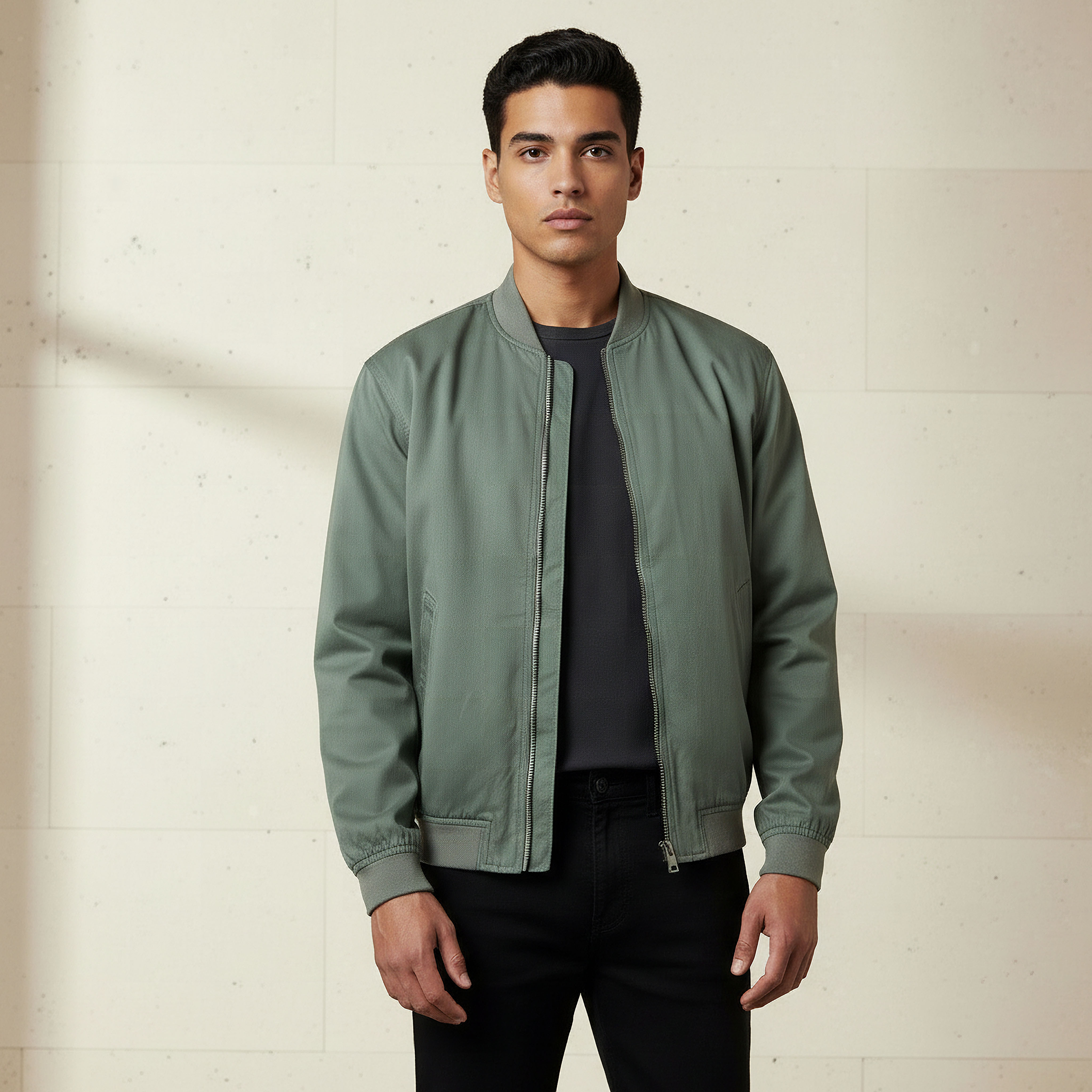Men Regular Fit Twill Bomber Jacket-men-clothing-jacketsandblazers-jackets-image-1