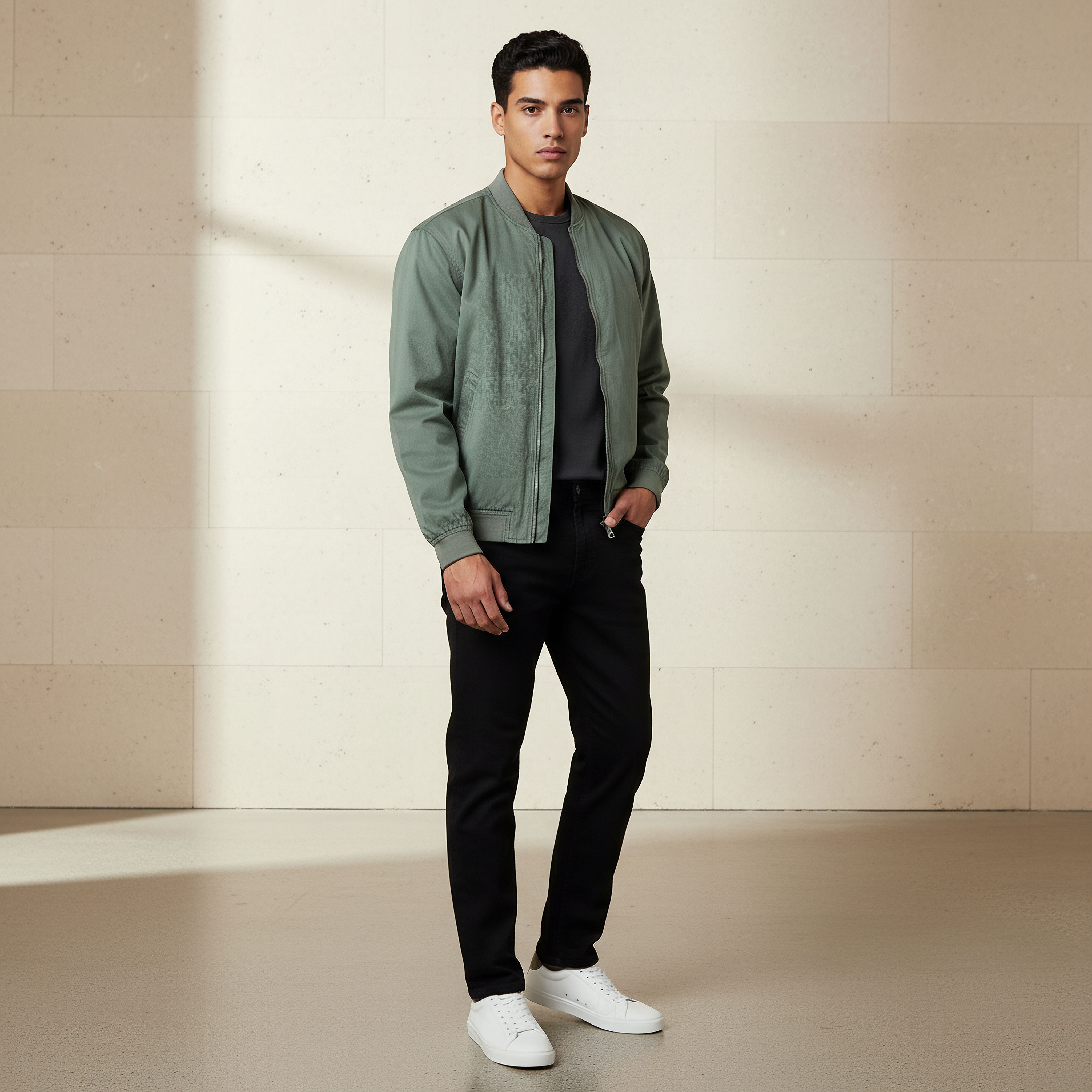 Men Regular Fit Twill Bomber Jacket-men-clothing-jacketsandblazers-jackets-image-2