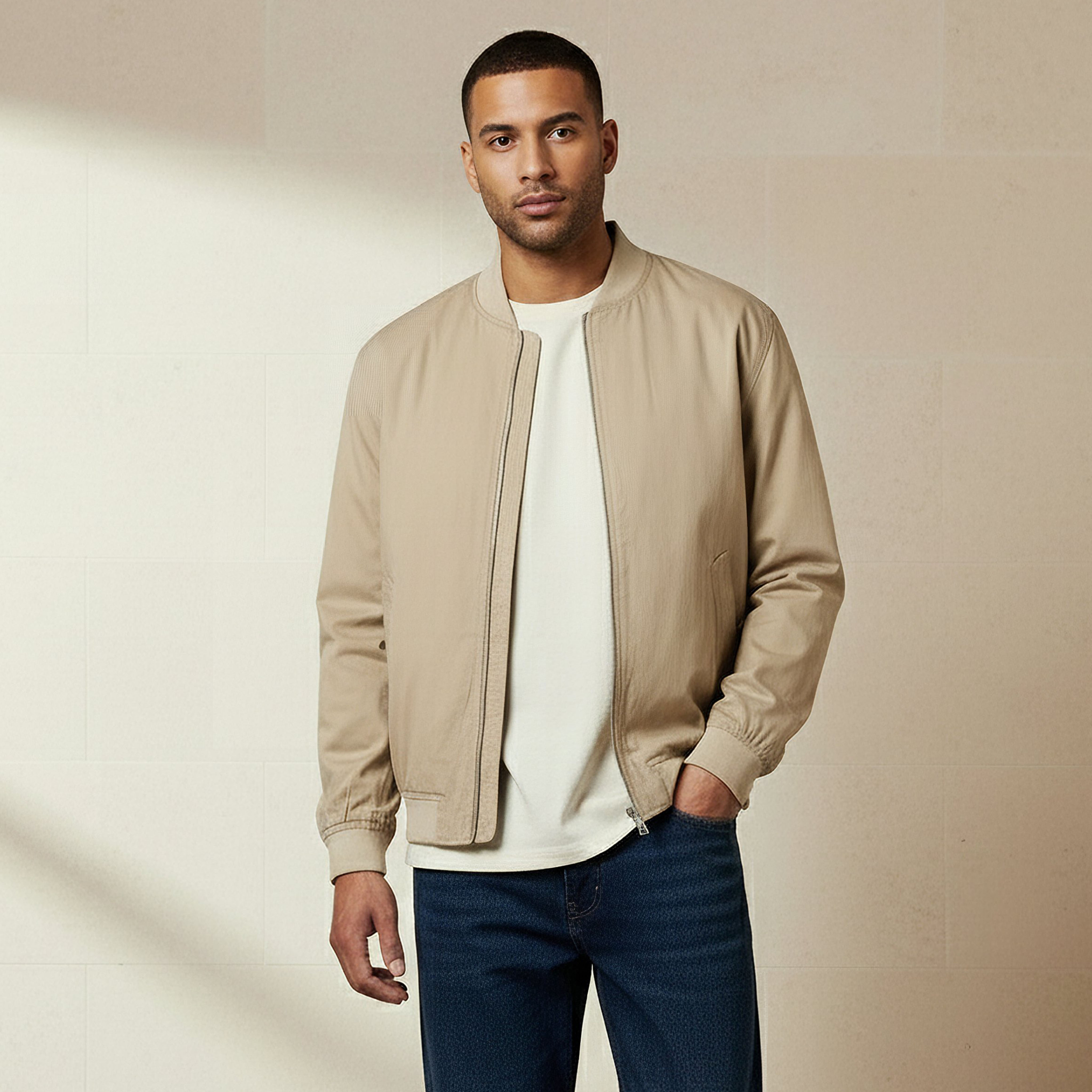 Men Regular Fit Twill Bomber Jacket-men-clothing-jacketsandblazers-jackets-image-1