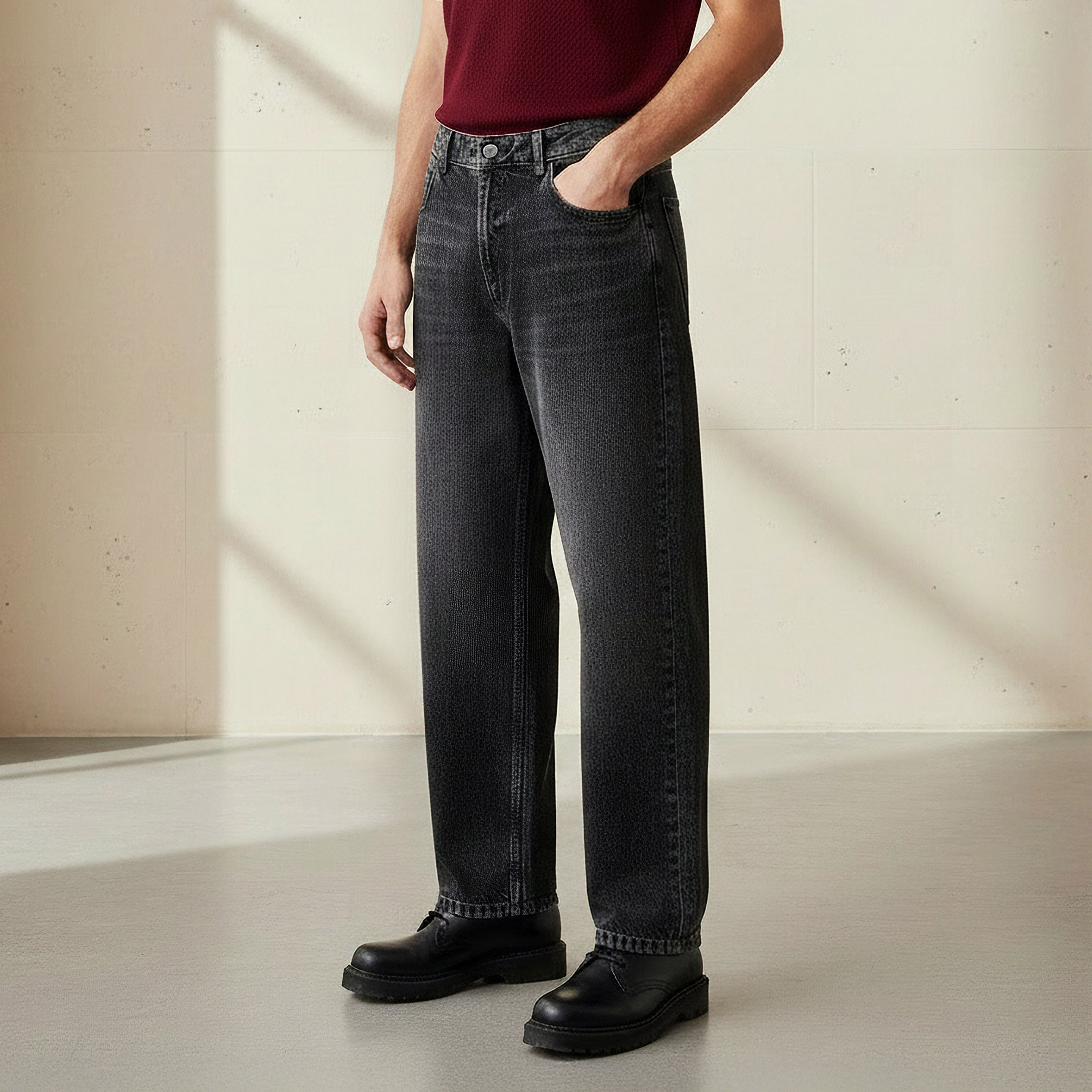 Men Baggy Fit Mid-Rise Pocket Jeans-men-clothing-bottoms-jeans-image-1