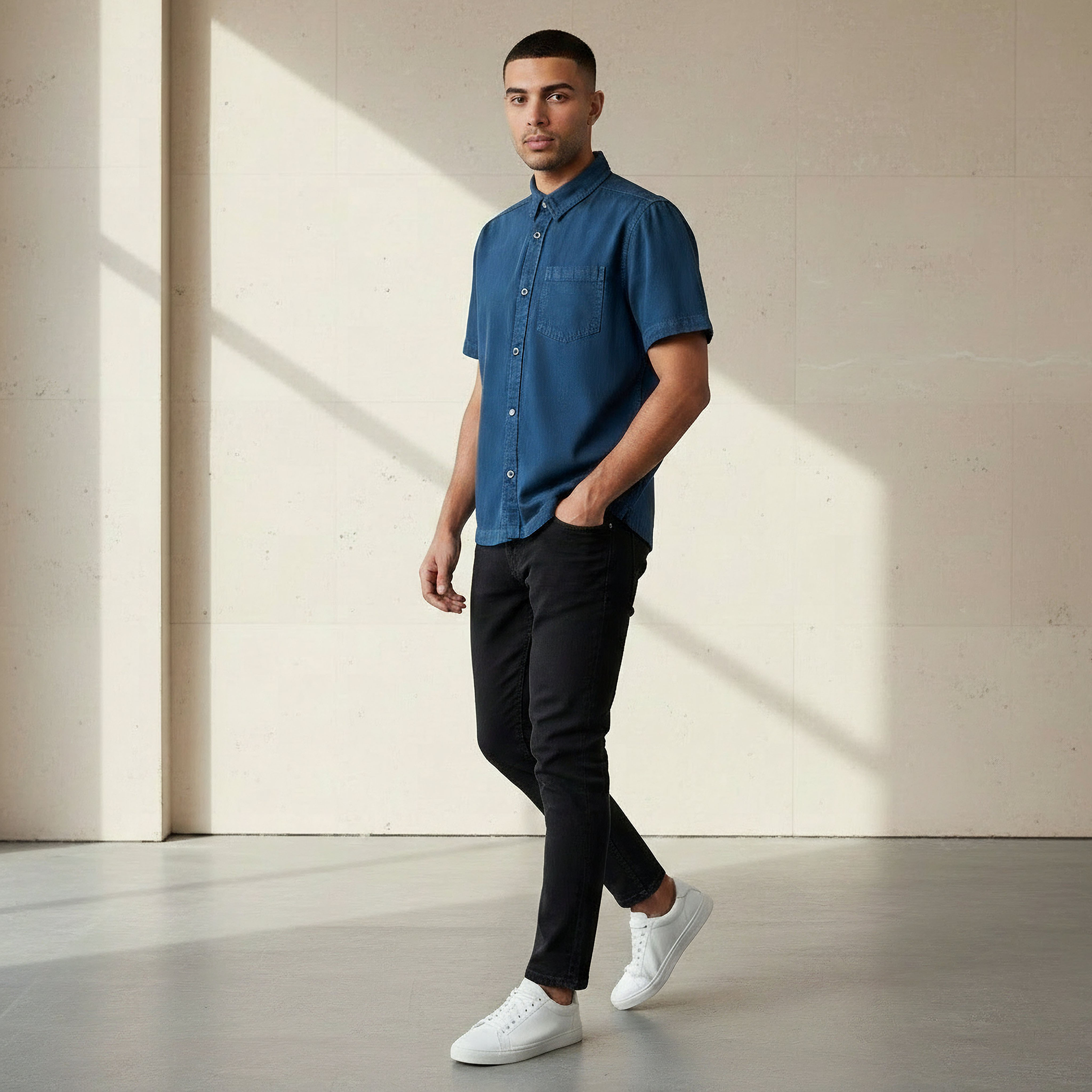 Men Regular Fit Collared Short Sleeve Shirt-men-clothing-shirts-image-2
