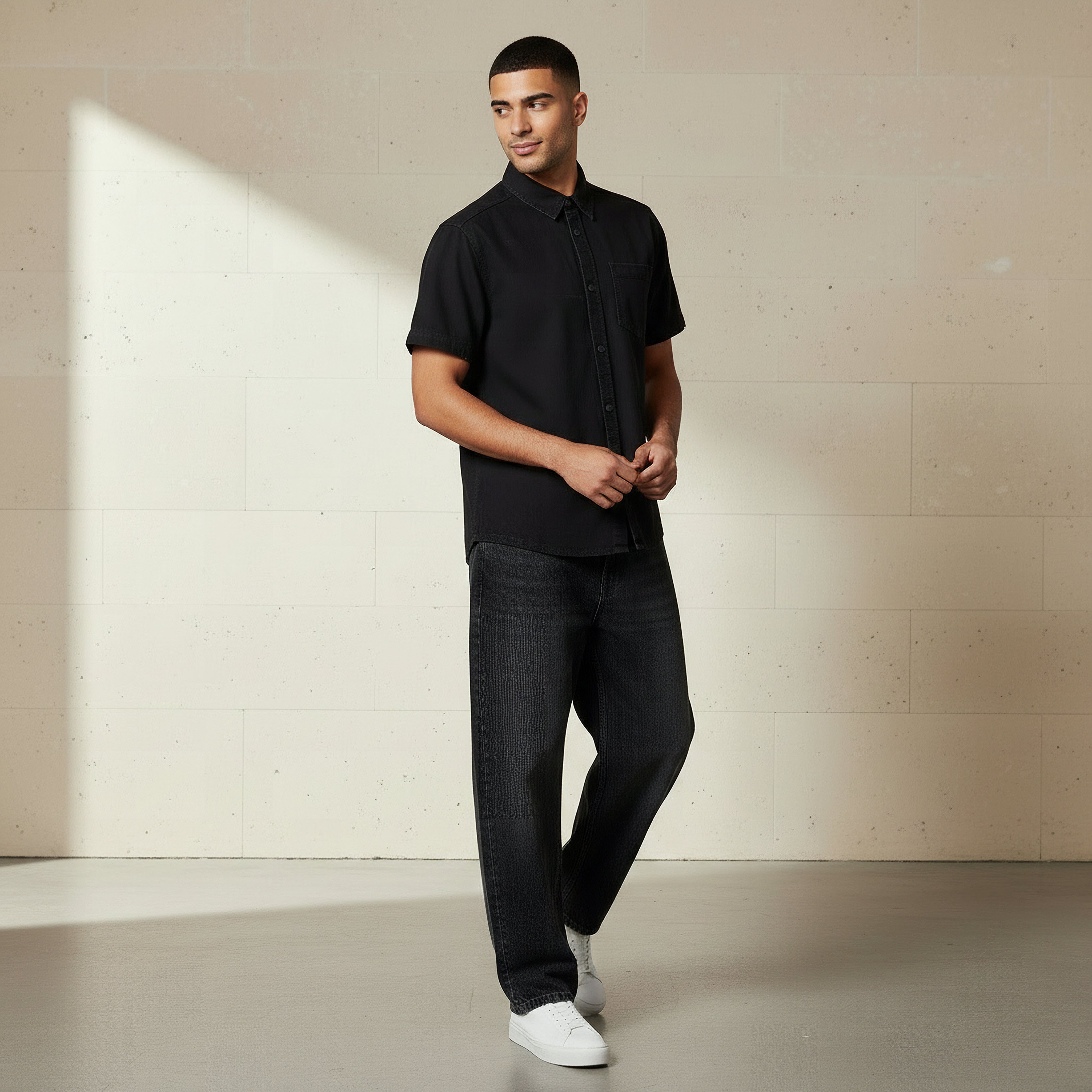 Men Regular Fit Collared Short Sleeve Shirt-men-clothing-shirts-image-2