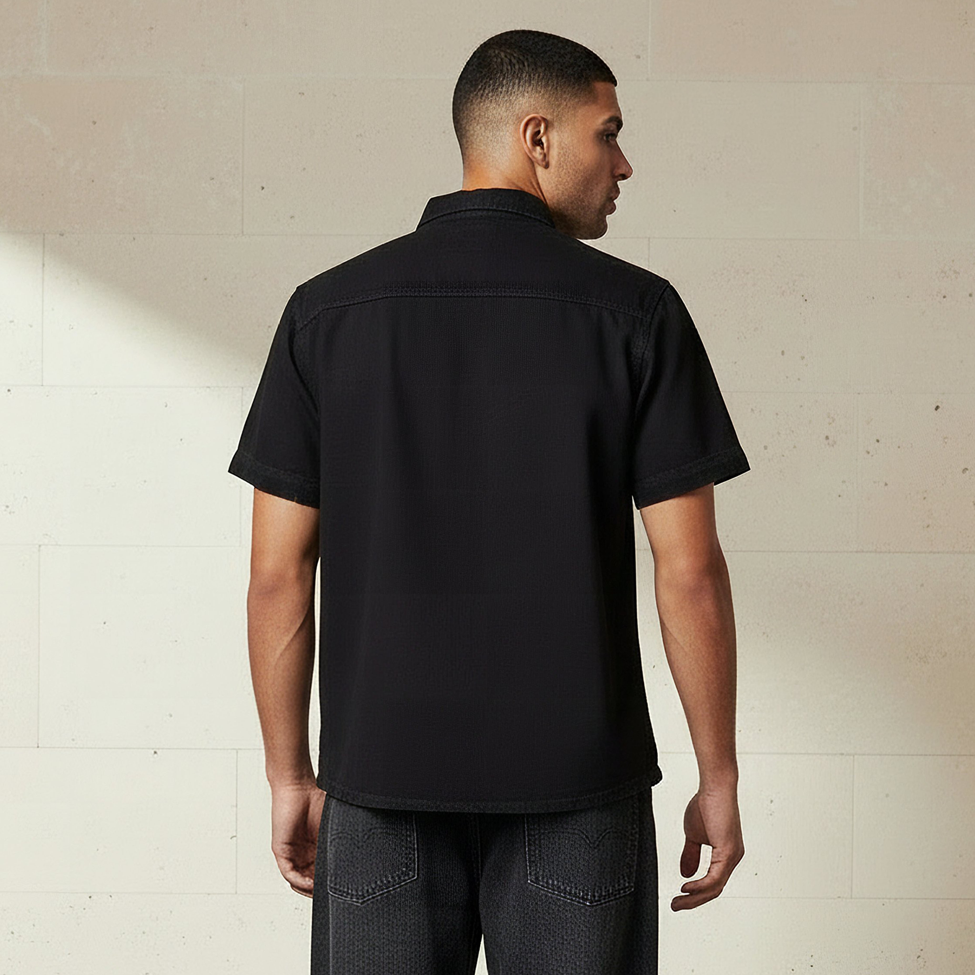 Men Regular Fit Collared Short Sleeve Shirt-men-clothing-shirts-image-3