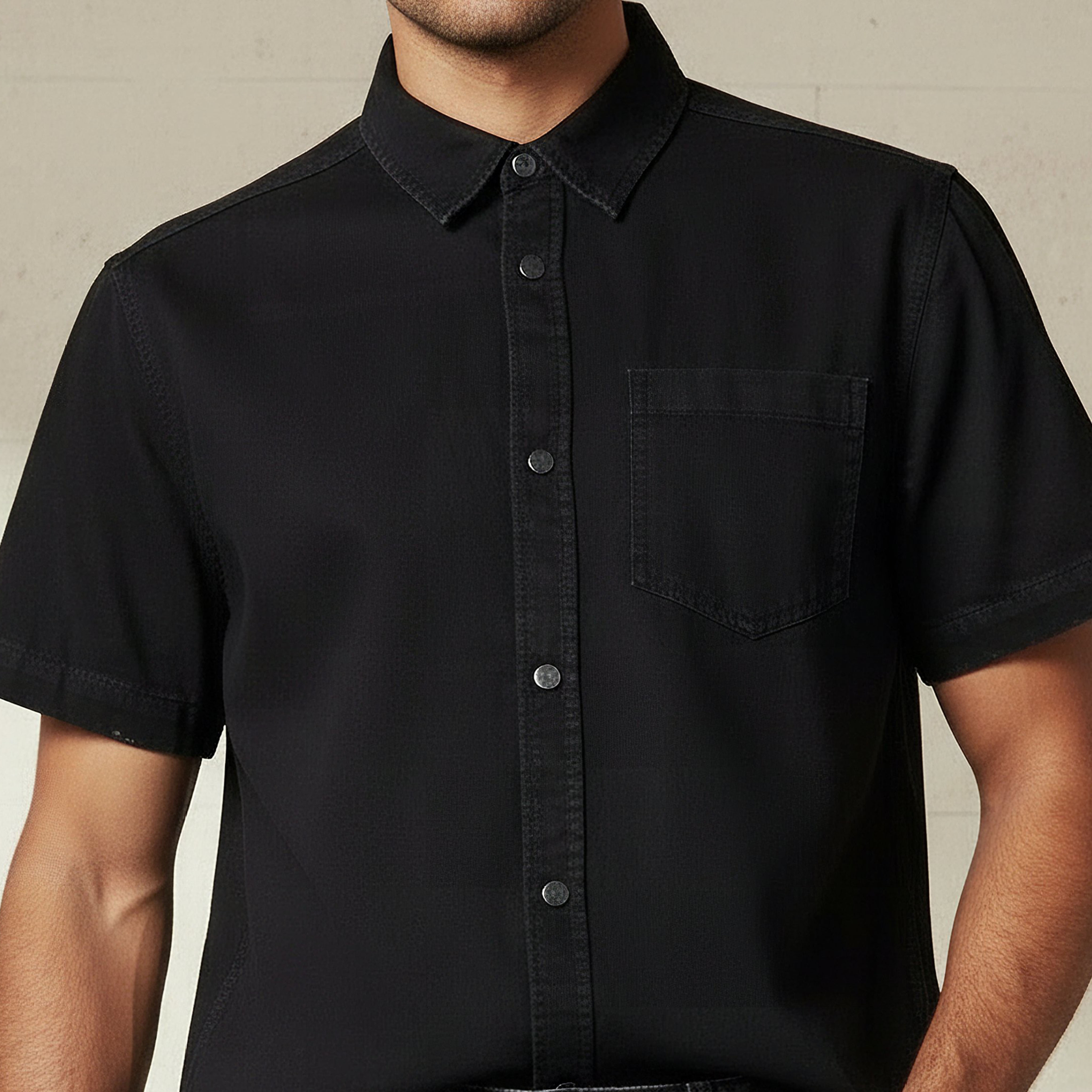 Men Regular Fit Collared Short Sleeve Shirt-men-clothing-shirts-image-4