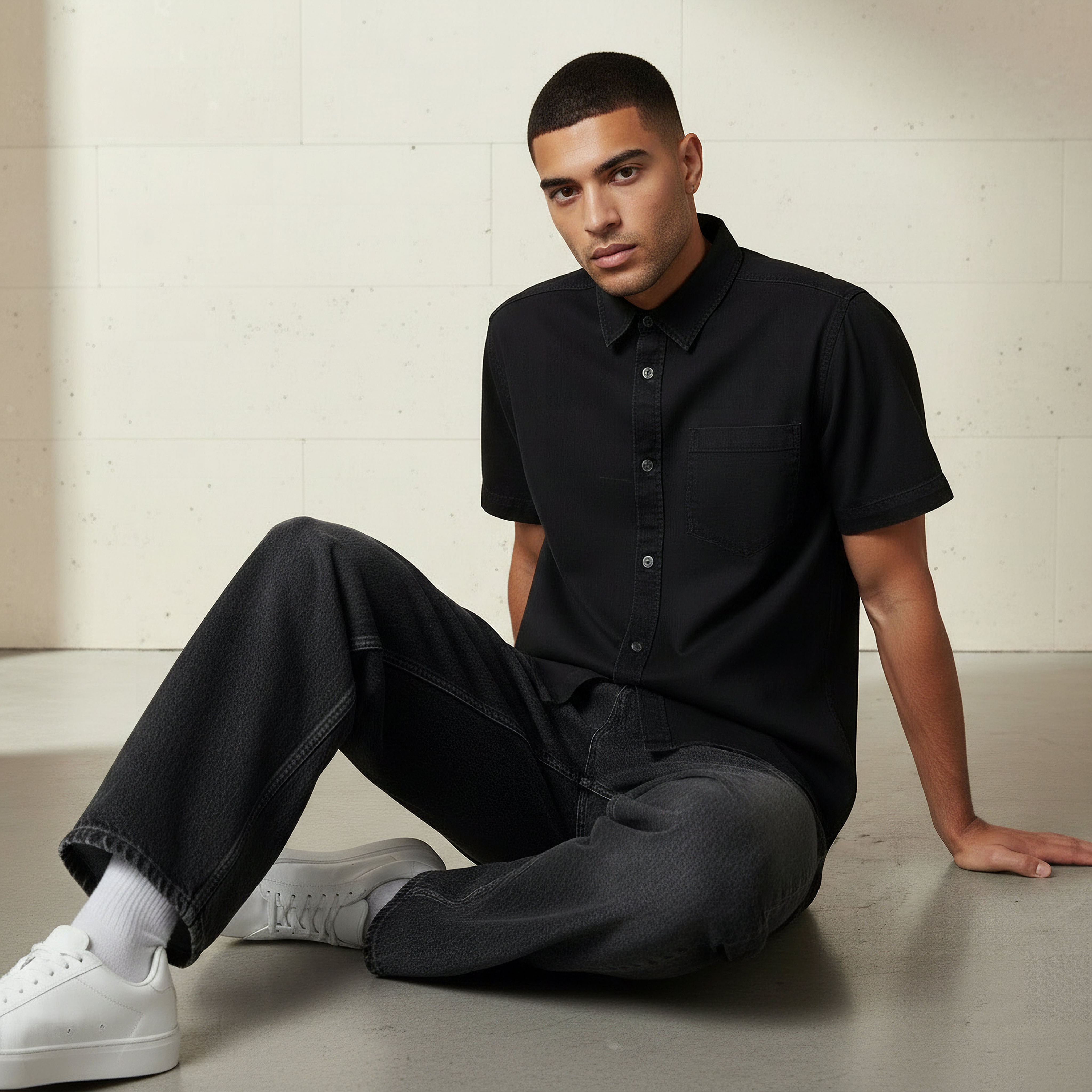 Men Regular Fit Collared Short Sleeve Shirt-men-clothing-shirts-image-5