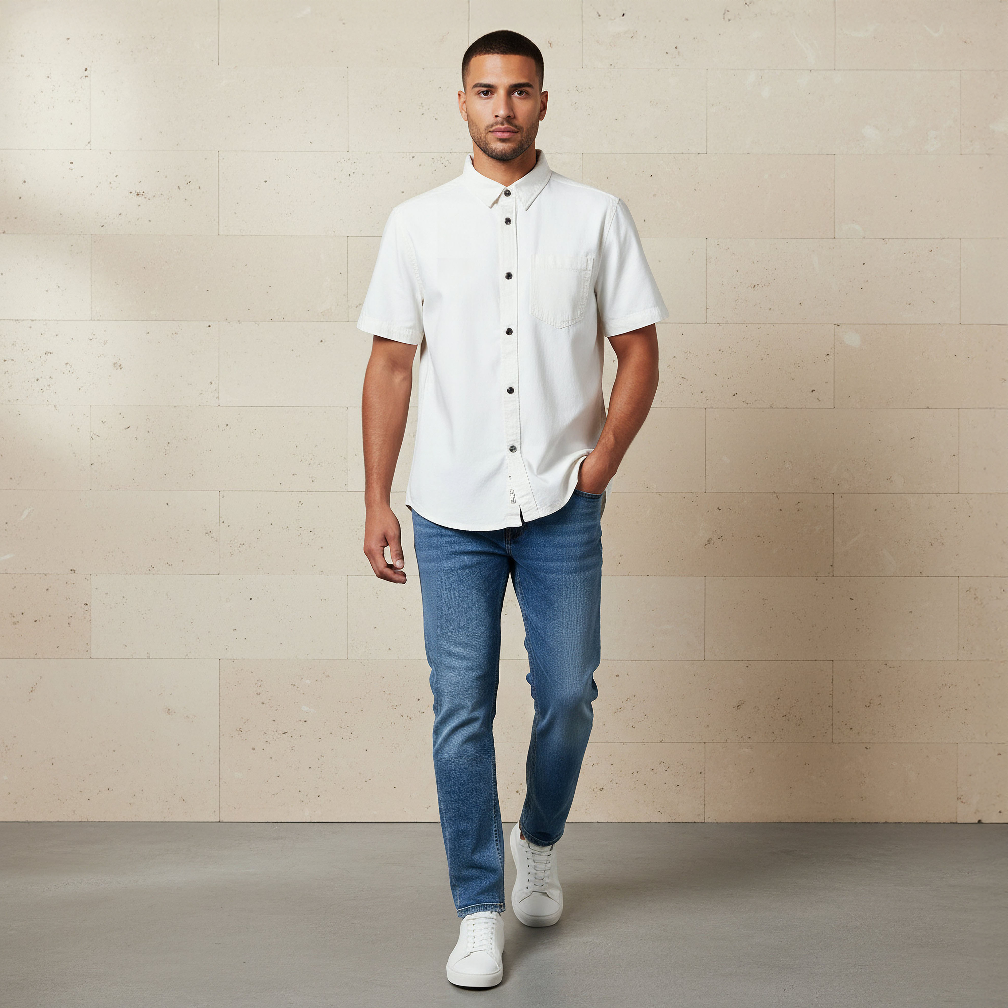 Men Regular Fit Collared Short Sleeve Shirt-men-clothing-shirts-image-2