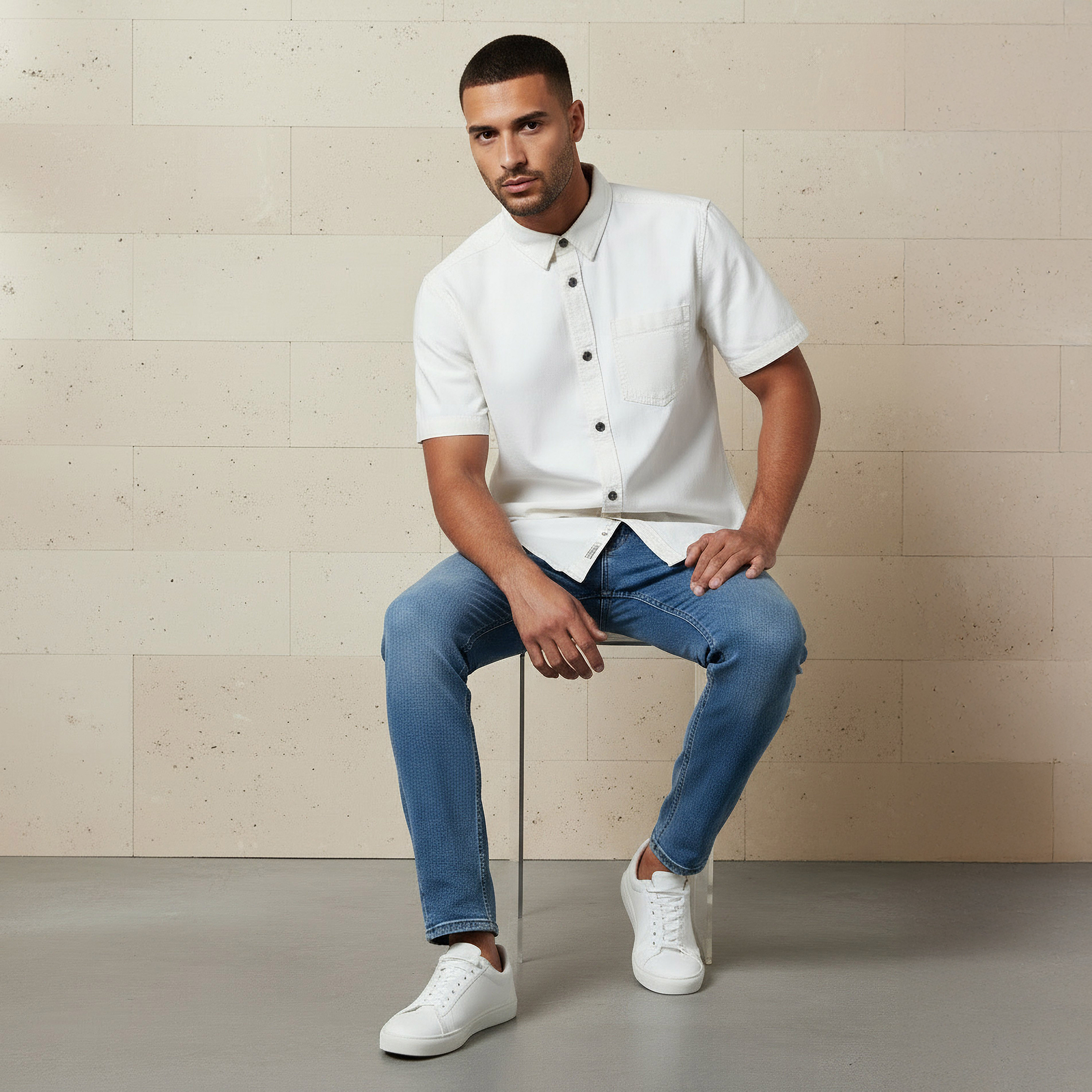 Men Regular Fit Collared Short Sleeve Shirt-men-clothing-shirts-image-5