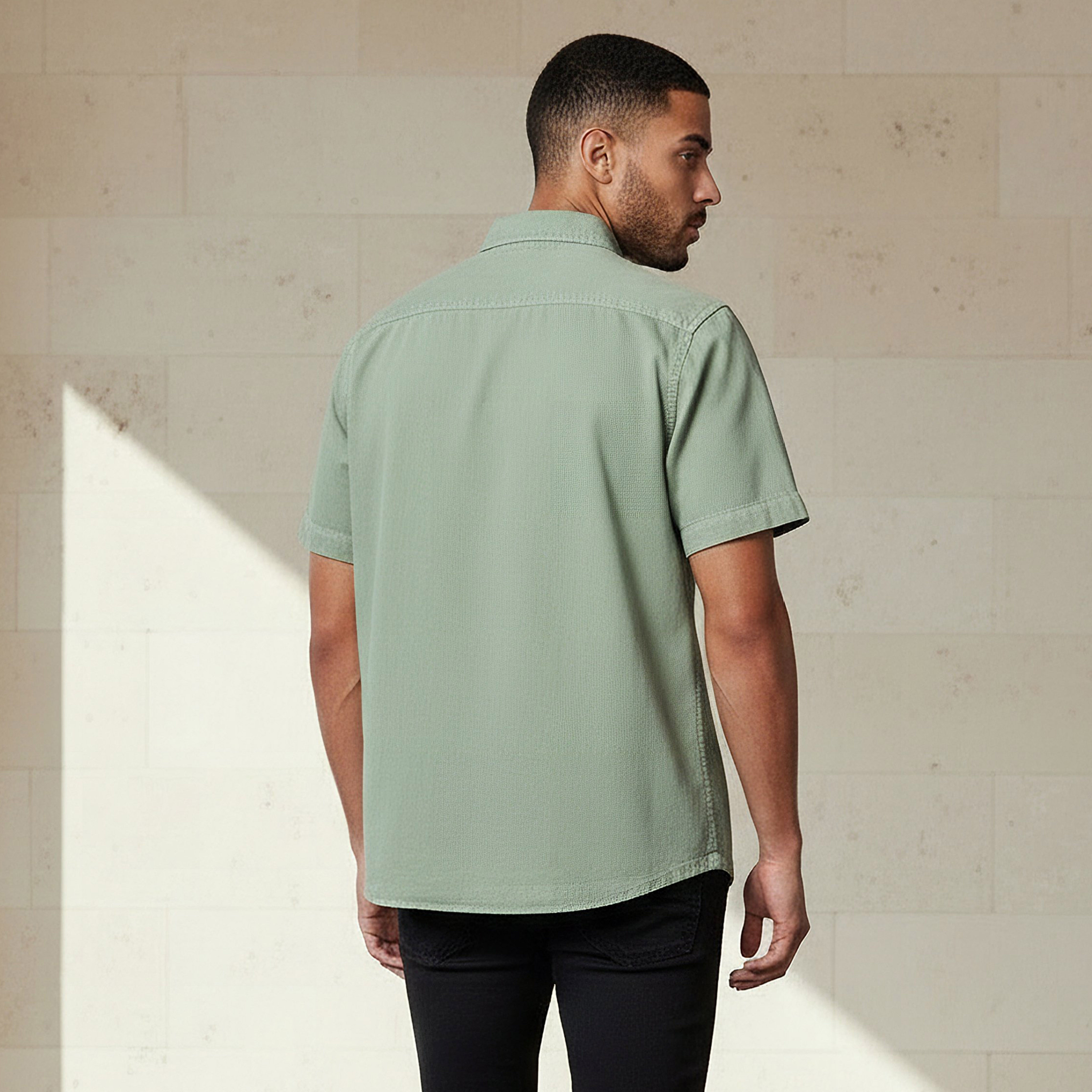Men Regular Fit Collared Short Sleeve Shirt-men-clothing-shirts-image-3
