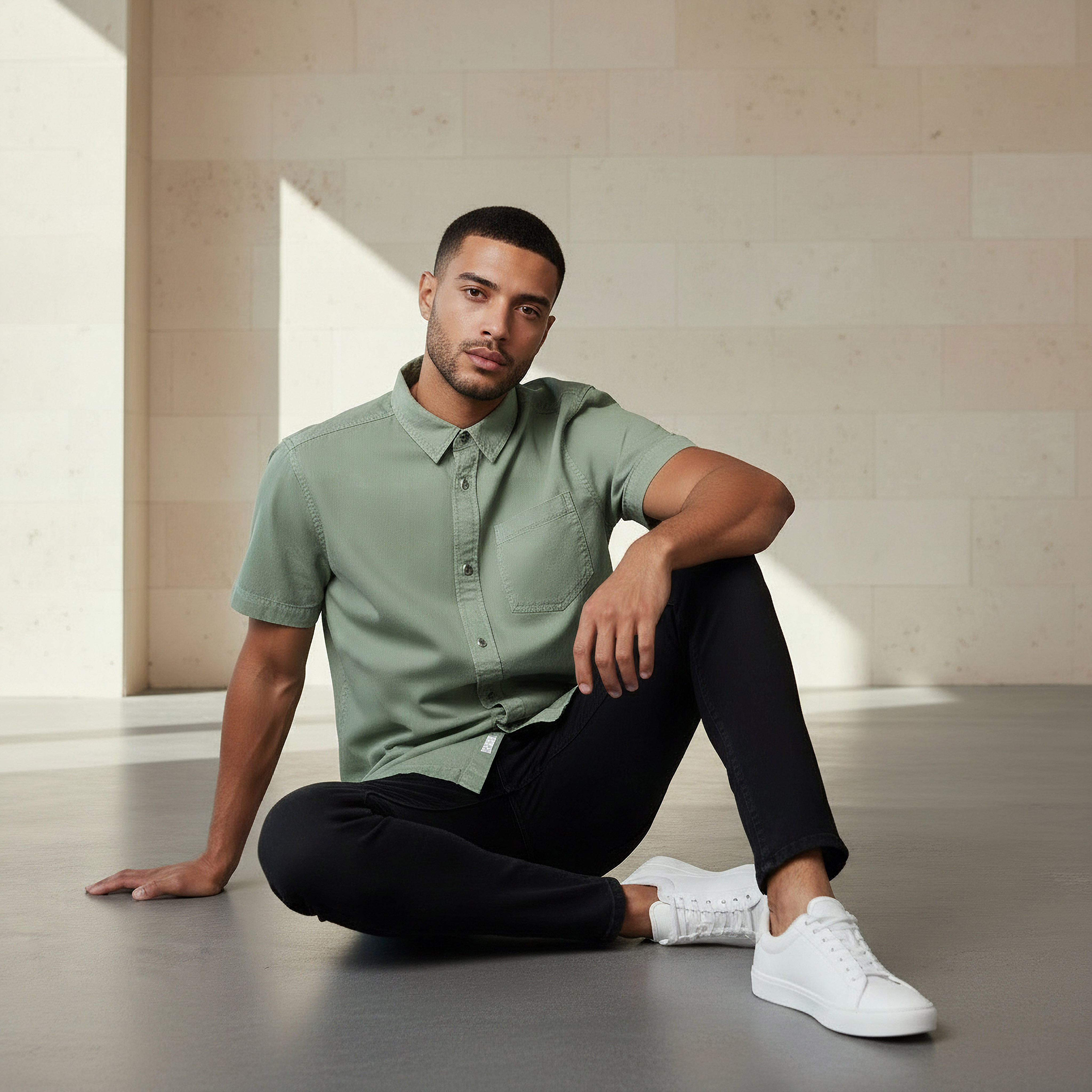 Men Regular Fit Collared Short Sleeve Shirt-men-clothing-shirts-image-5